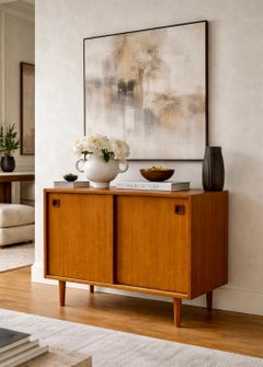 Mid Century Modern Teak Jr. CREDENZA  Danish STORAGE Entryway Cabinet, 1960s