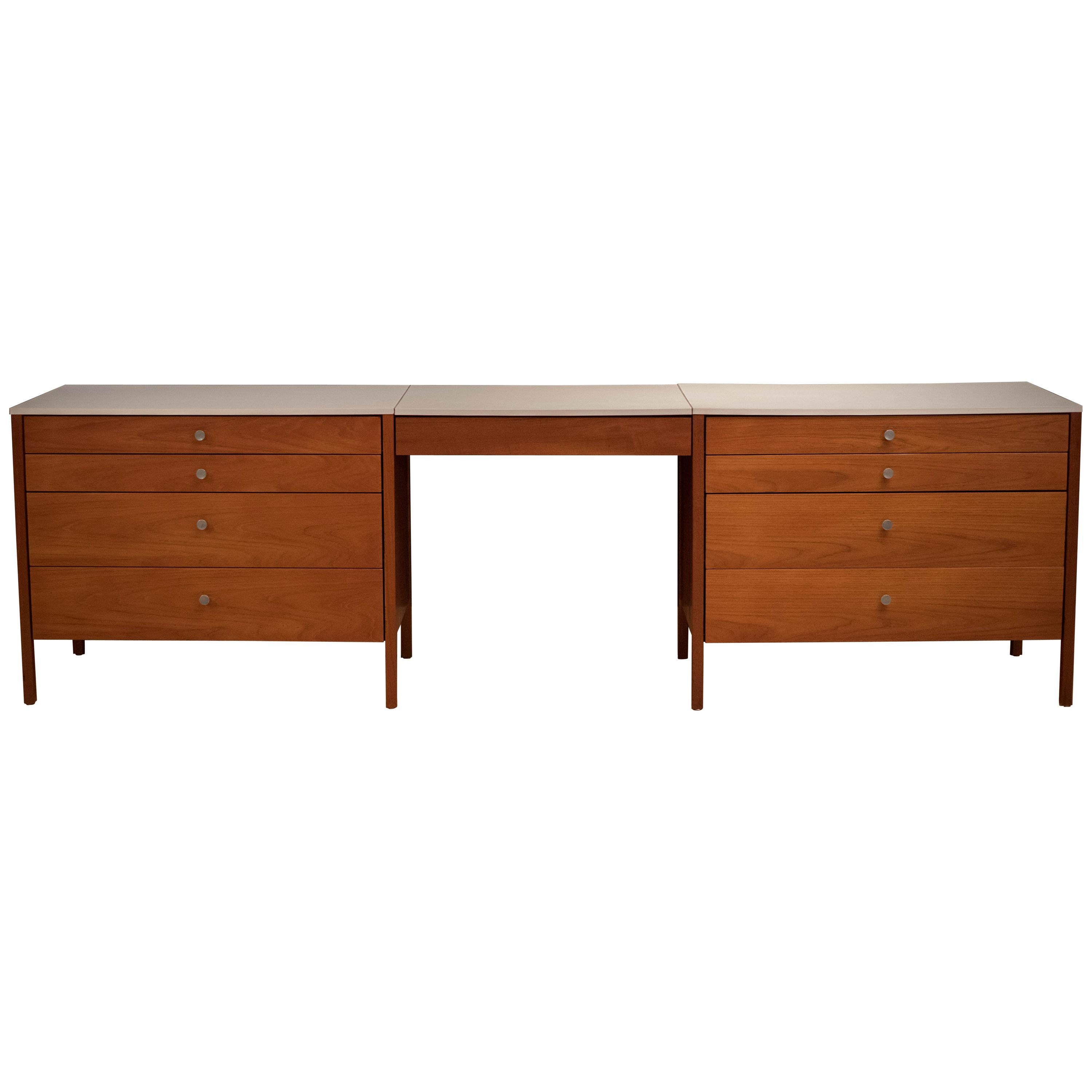 MidCentury Modern Teak Knoll Dresser Chests and Vanity at 1stDibs