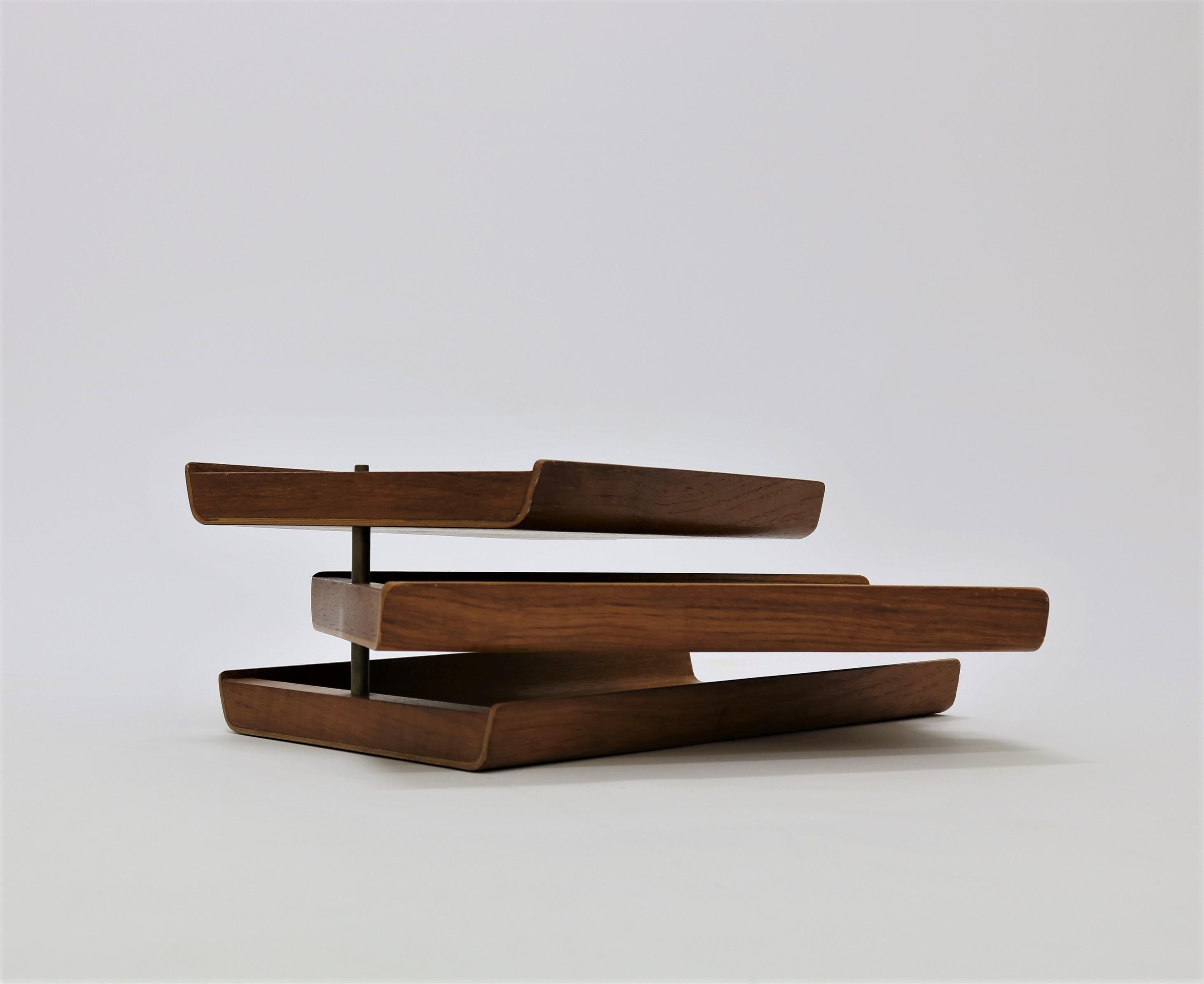 Scandinavian Modern Mid-Century Modern Teak Letter Tray, by Martin Aberg for Servex, 1960s