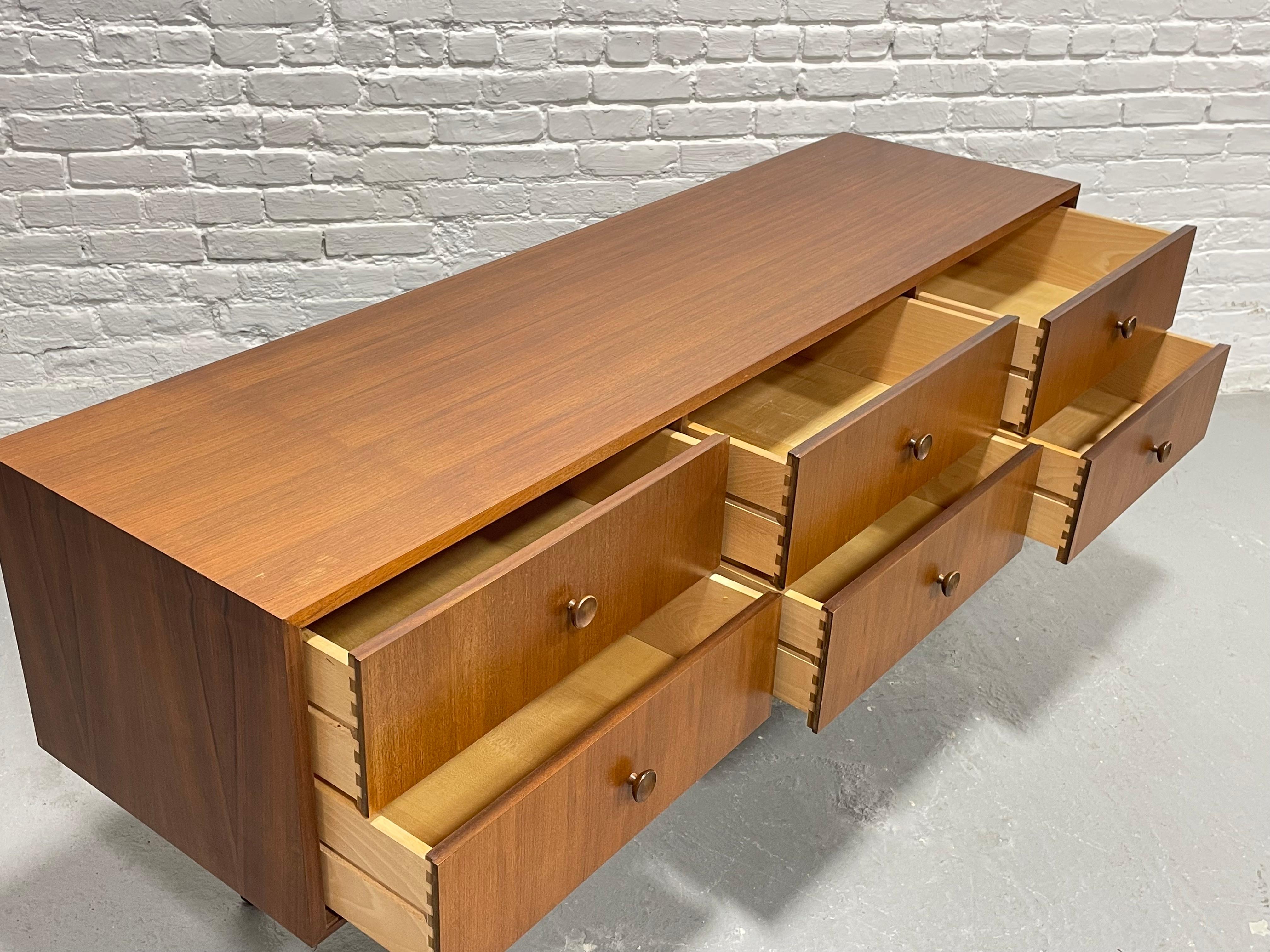 Mid Century Modern Teak Long Dresser / Sideboard, Made in Denmark. c. 1960's For Sale 4
