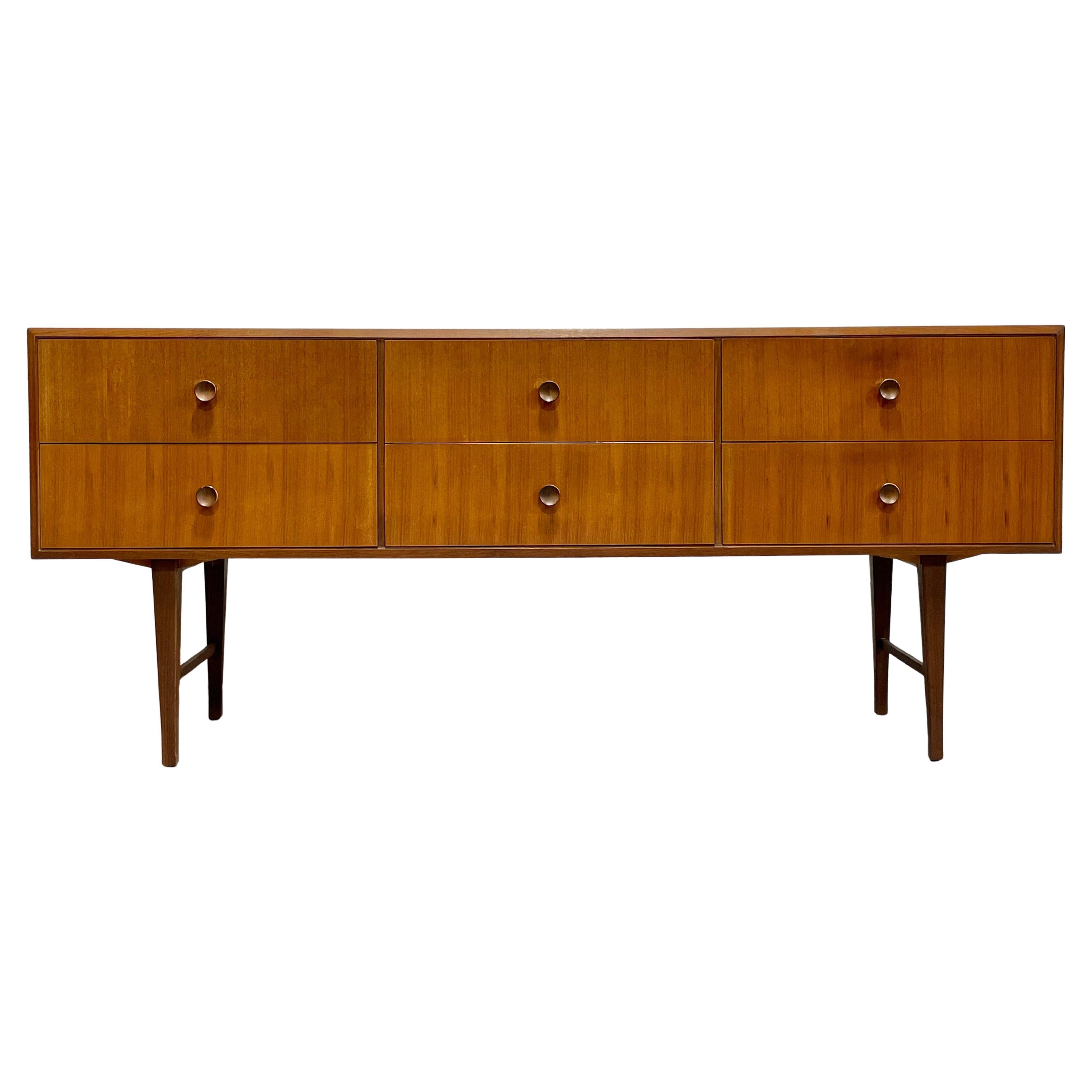 Mid Century Modern Teak Long Dresser / Sideboard, Made in Denmark. c. 1960's For Sale