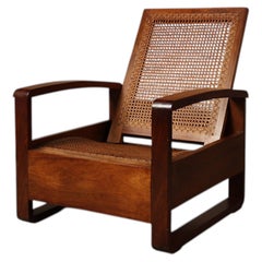 Mid-Century Modern Teak Lounge Chair with Cane Seat, 1960s Design