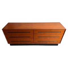 Mid Century Modern Teak low long 6 drawer dresser by Westnofa Norway