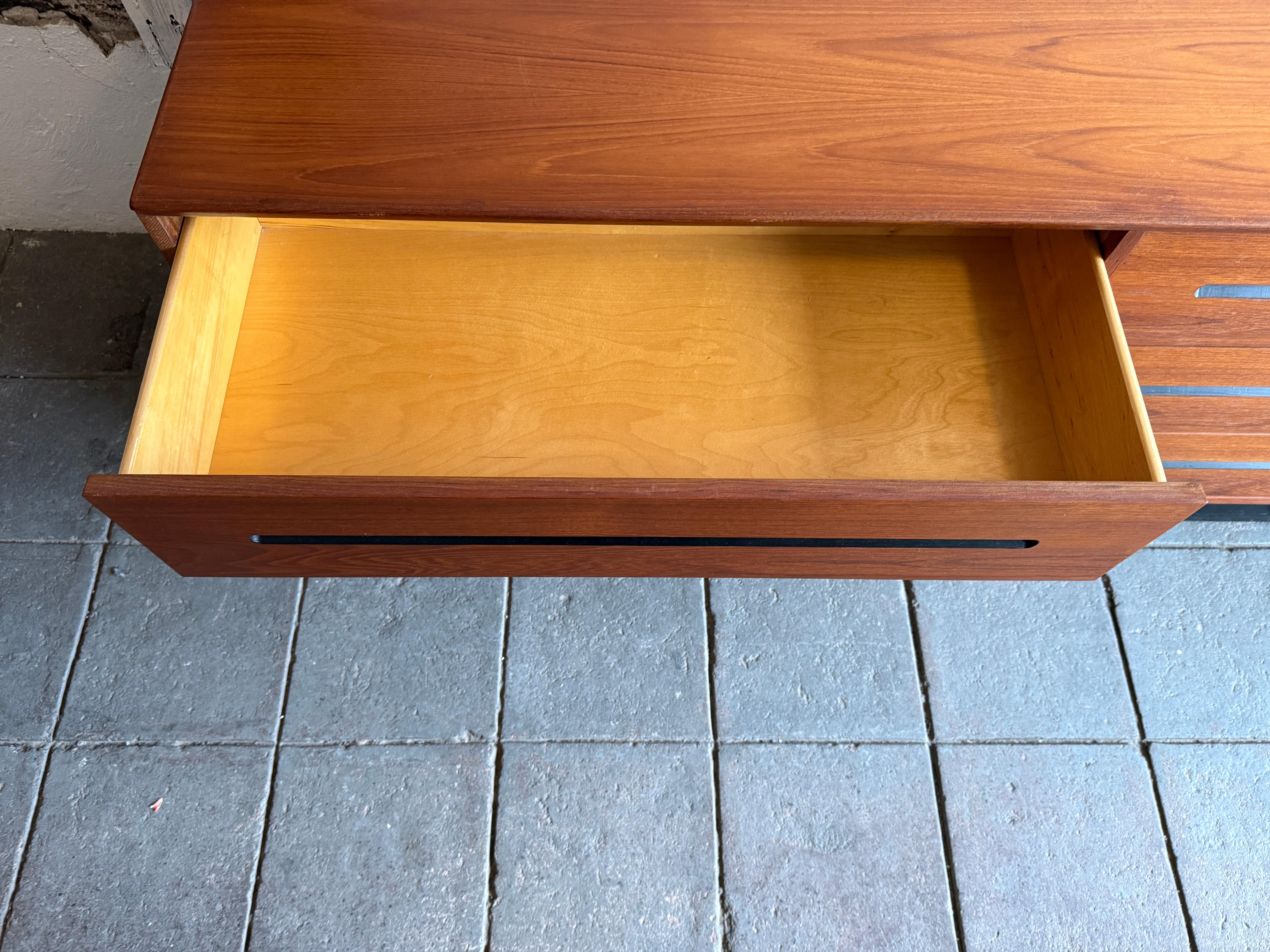 Woodwork Mid Century Modern Teak low long 6 drawer dresser by Westnofa Norway For Sale