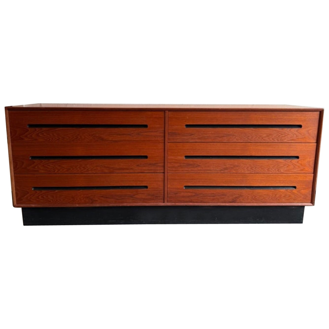 Mid Century Modern Teak low long 6 drawer dresser by Westnofa Norway