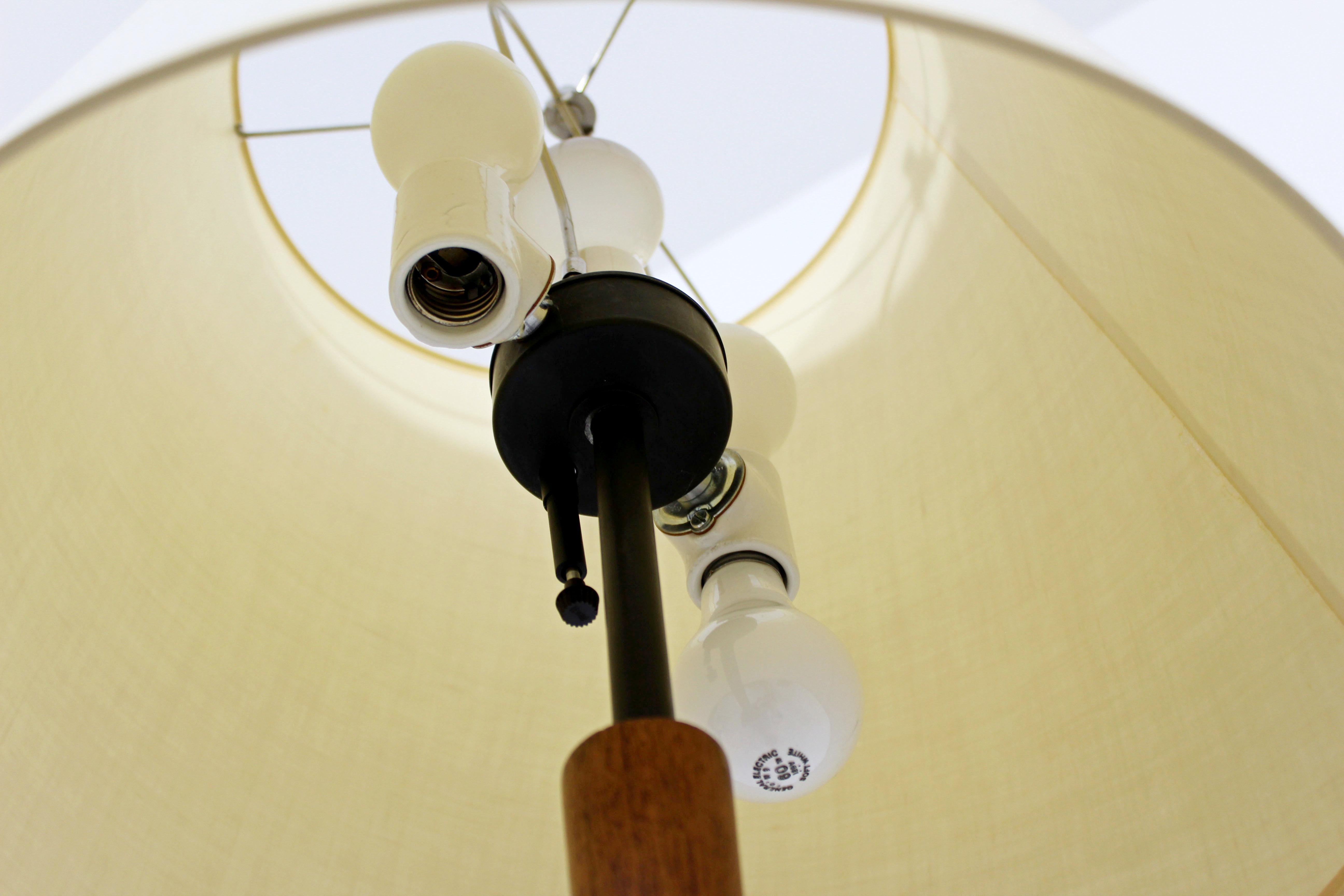 Mid-20th Century Mid-Century Modern Teak Minimalist Floor Lamp Original Shade Finial Danish