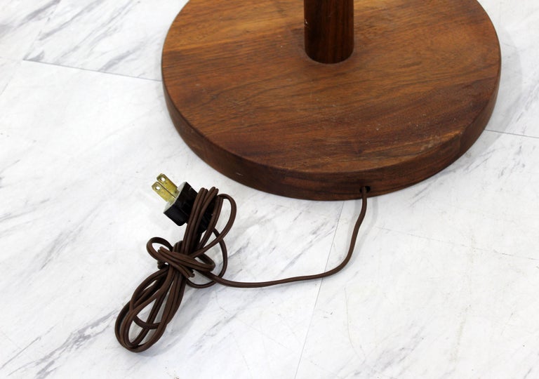 MidCentury Modern Teak Minimalist Floor Lamp Original Shade Finial