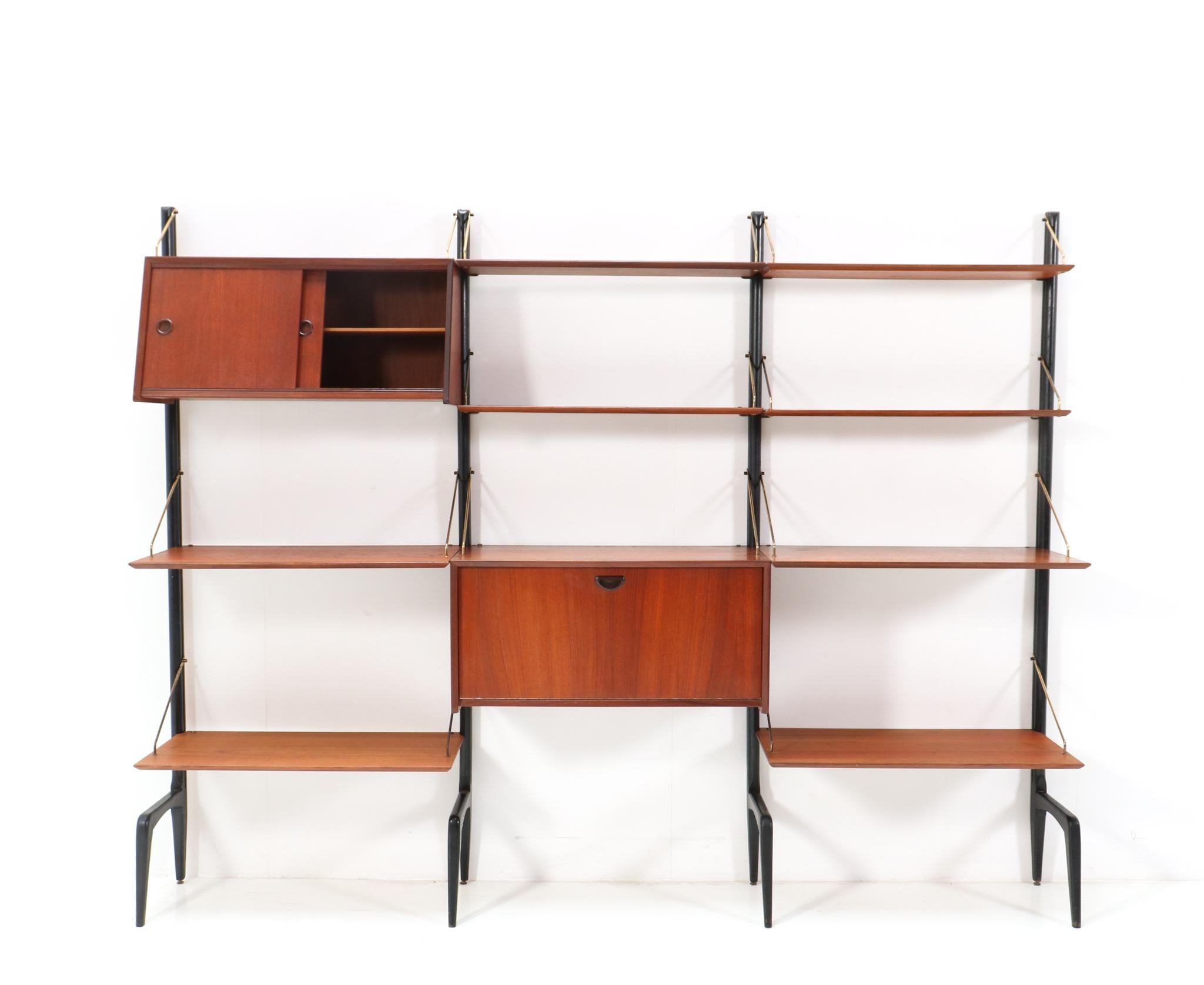 Dutch Mid-Century Modern Teak Modular Wall Unit by Louis van Teeffelen for WéBé, 1950s