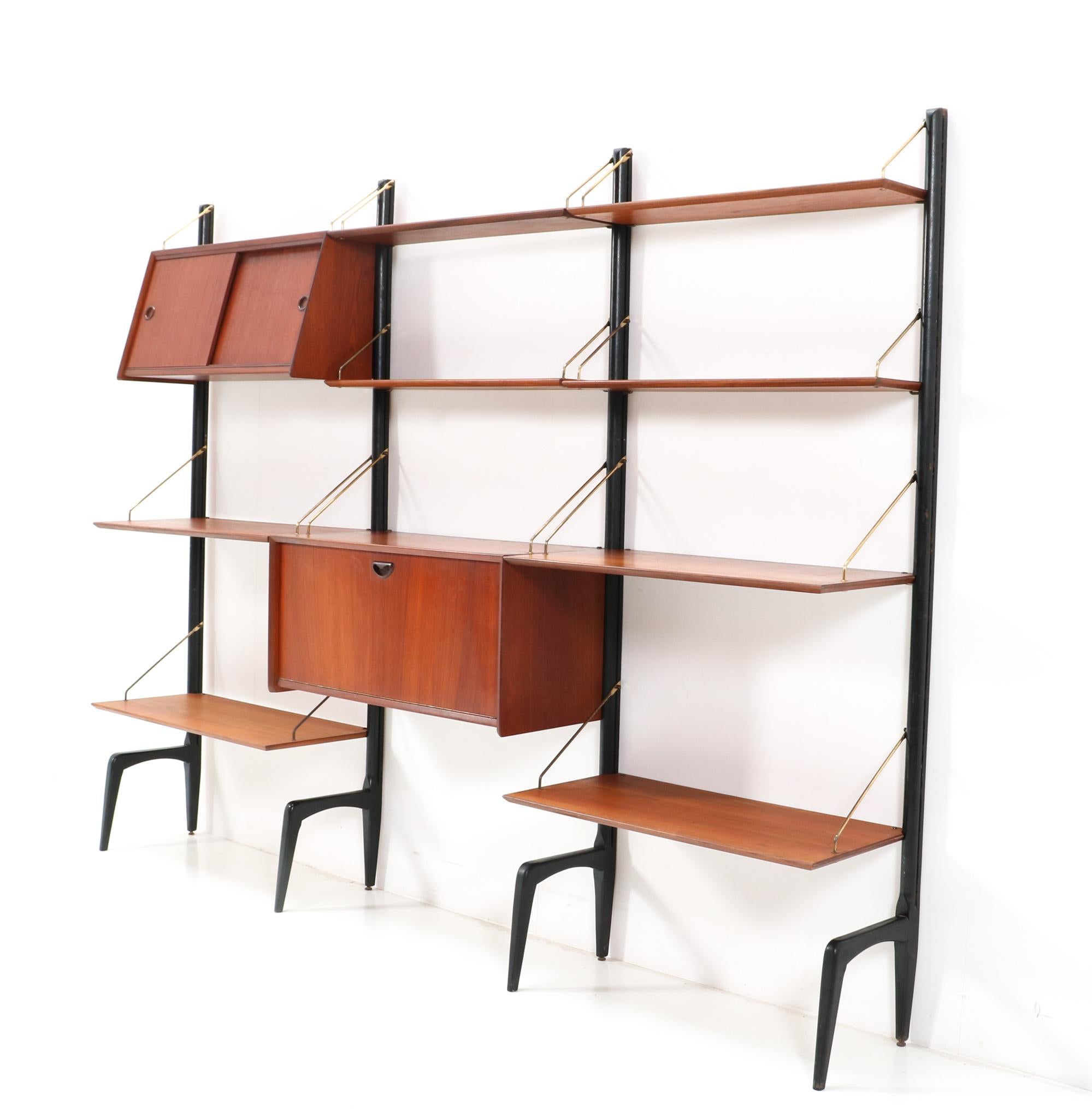 Mid-Century Modern Teak Modular Wall Unit by Louis van Teeffelen for WéBé, 1950s 1