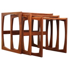 Mid-Century Modern Teak Nesting Table Side Tables Quadrille Range by G Plan