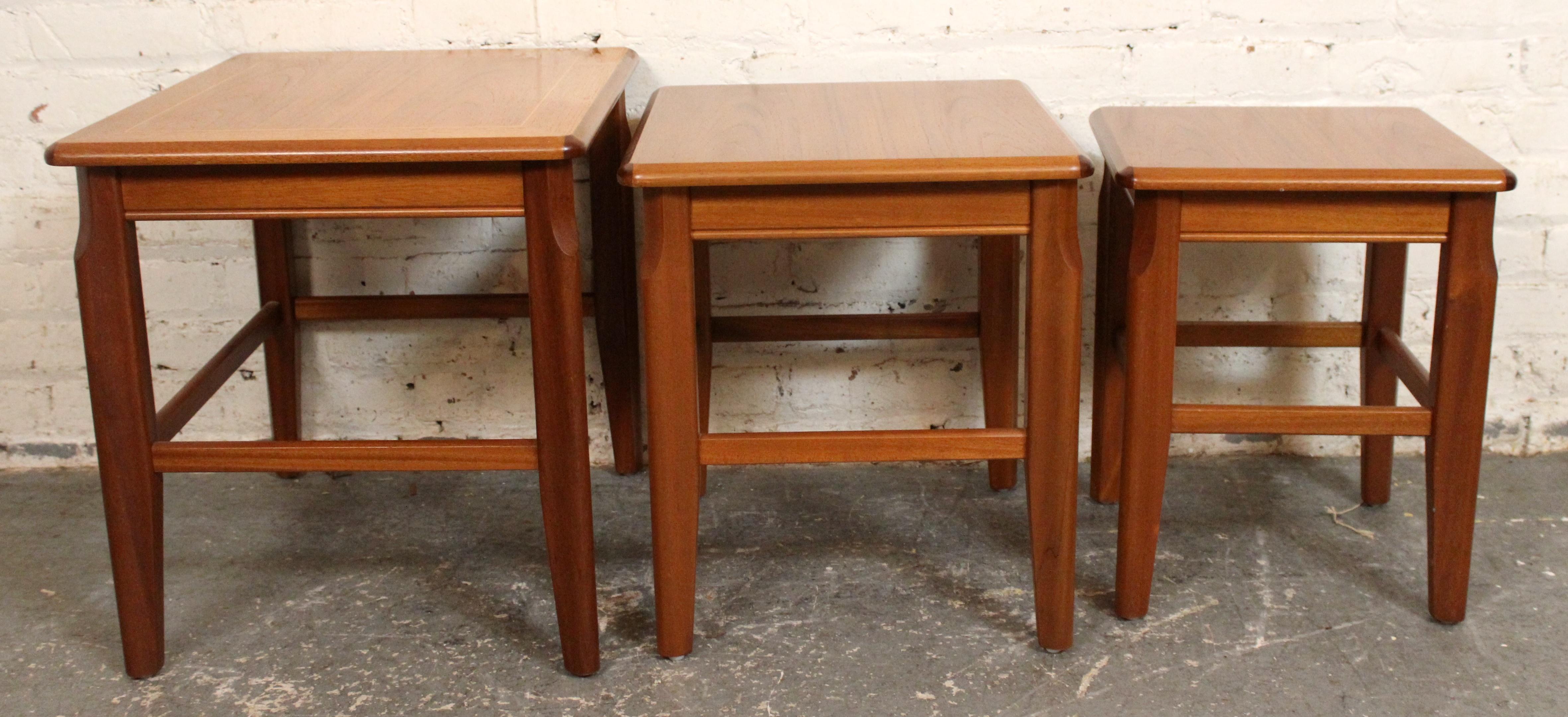 Mid-Century Modern Teak Nesting Tables by Legate In Good Condition For Sale In Brooklyn, NY