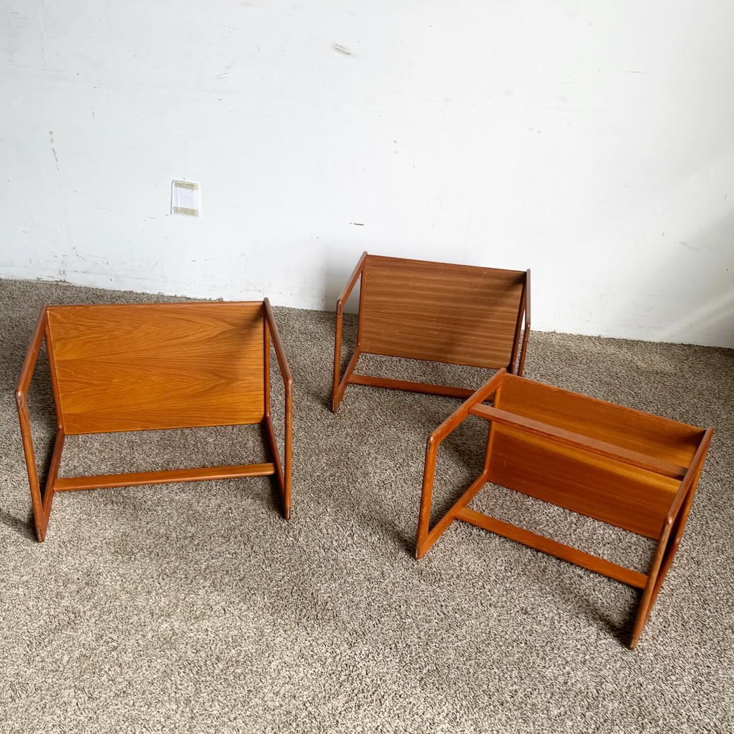 Mid Century Modern Teak Nesting Tables - Set of 3 For Sale 1