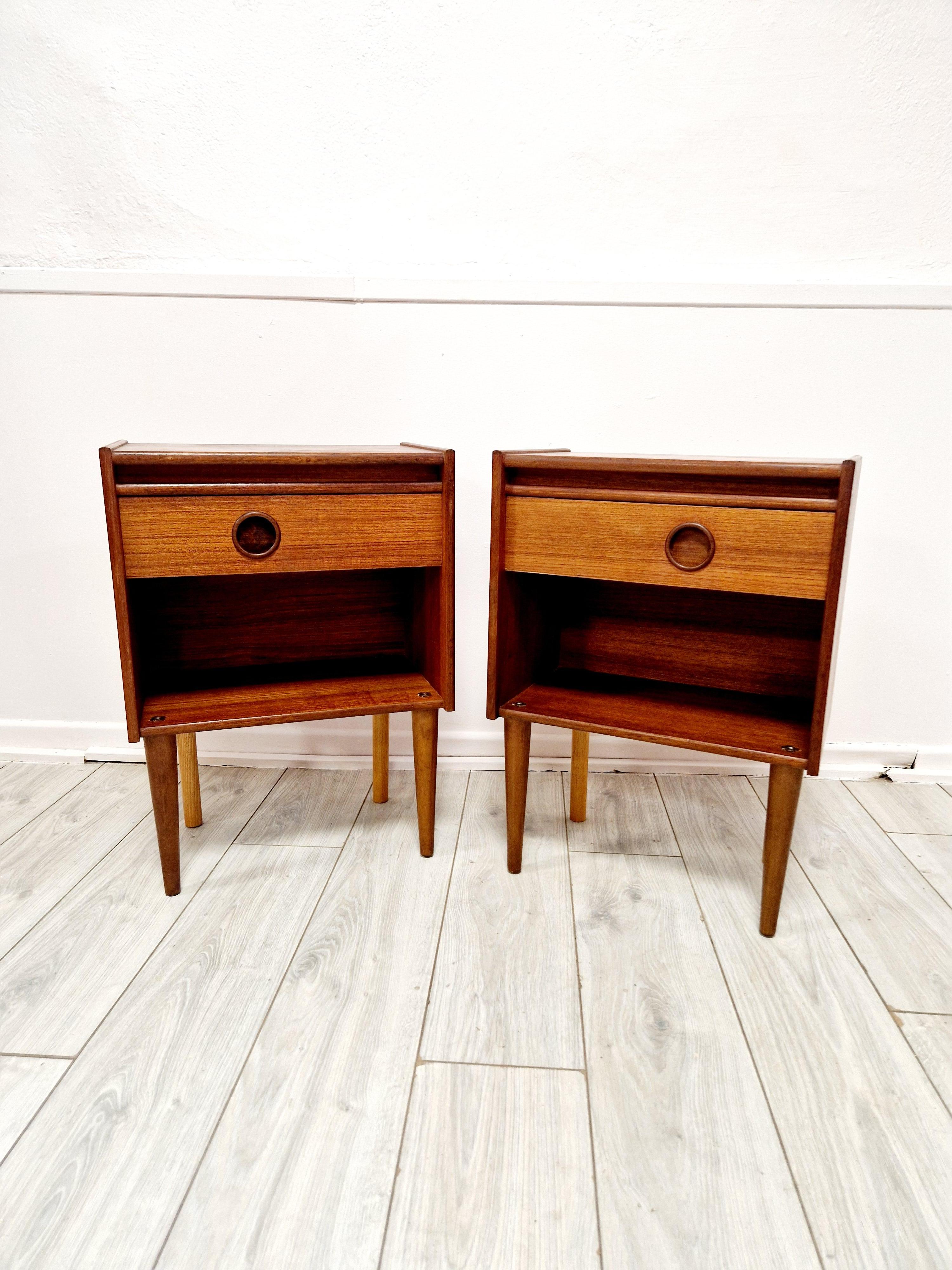 Mid Century Modern Teak Night Stands For Sale 4