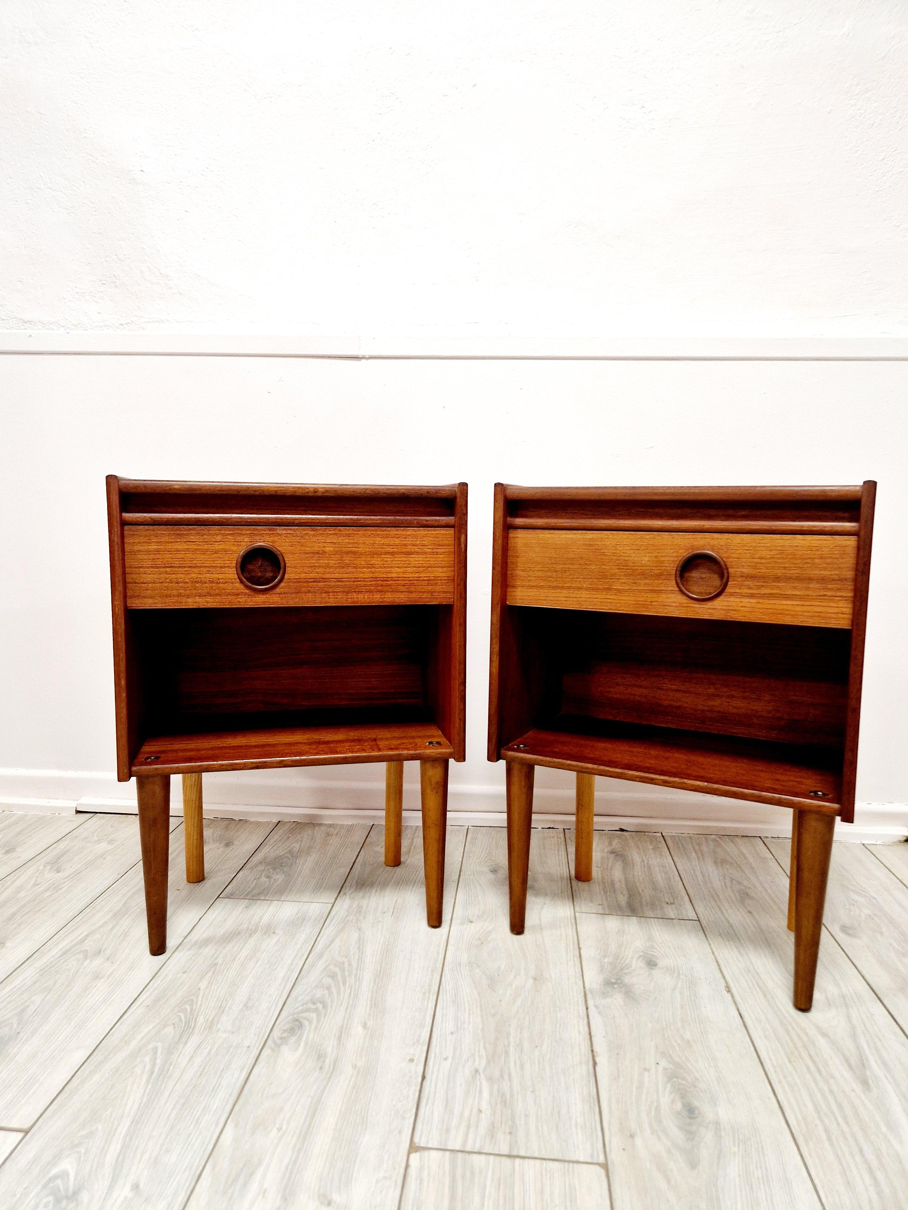 20th Century Mid Century Modern Teak Night Stands For Sale