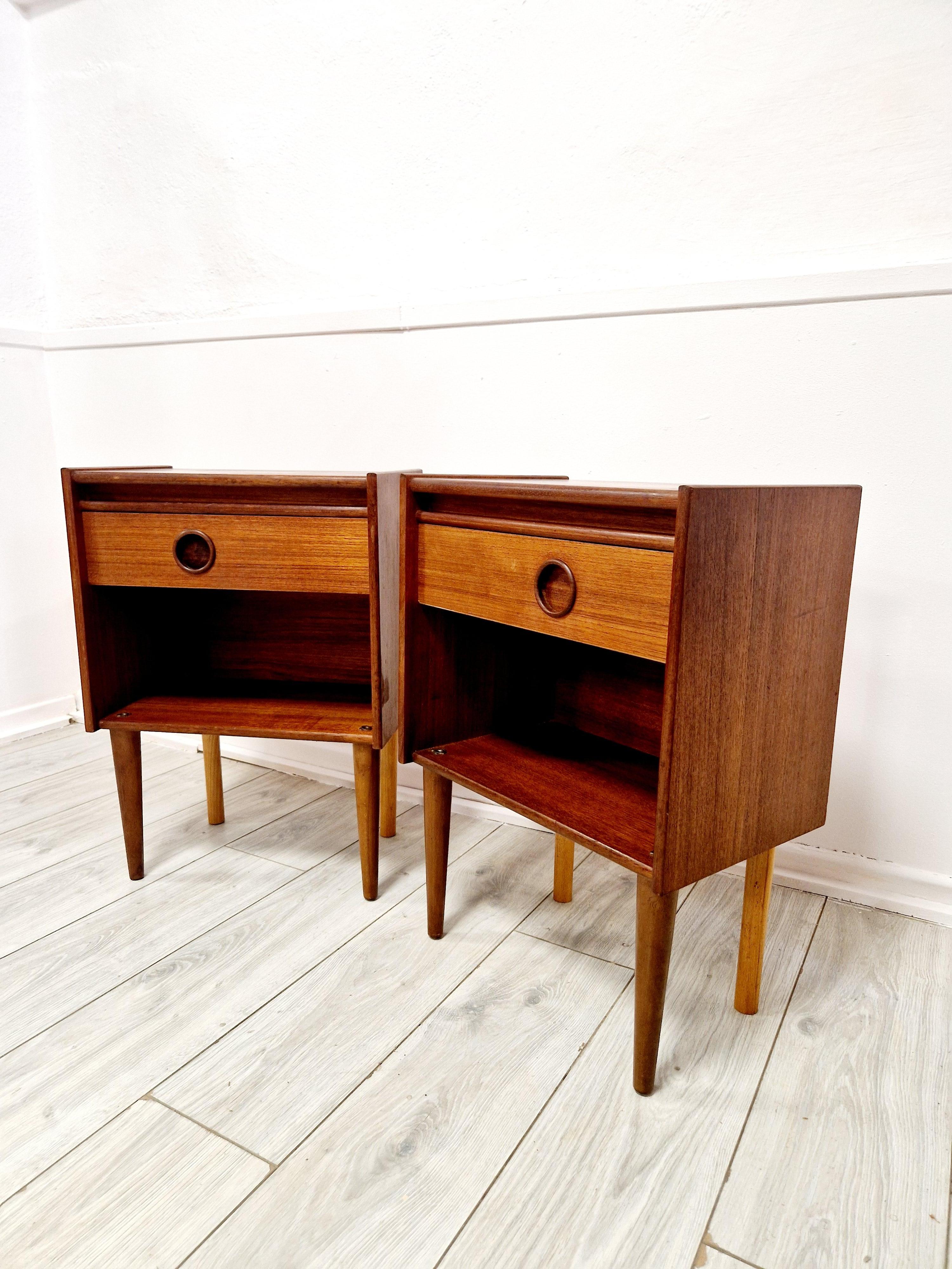 Mid Century Modern Teak Night Stands For Sale 2