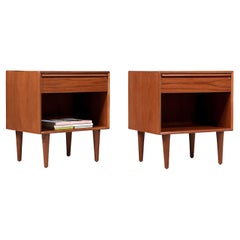 Mid-Century Modern Teak Night Stands with Bookcase by Westnofa