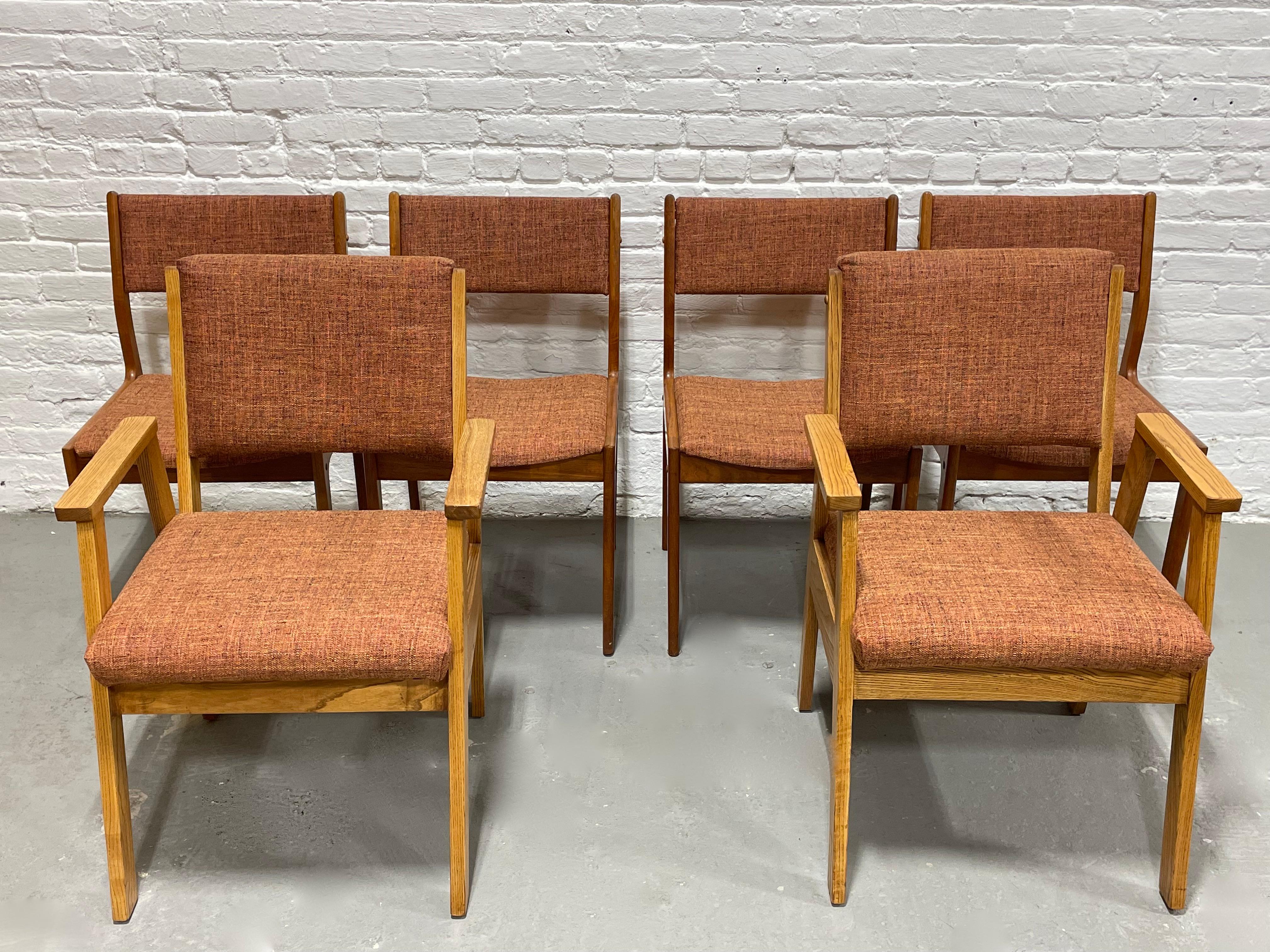 Mid Century MODERN Teak + Oak DINING CHAIRS, Set of 6 In Good Condition For Sale In Weehawken, NJ