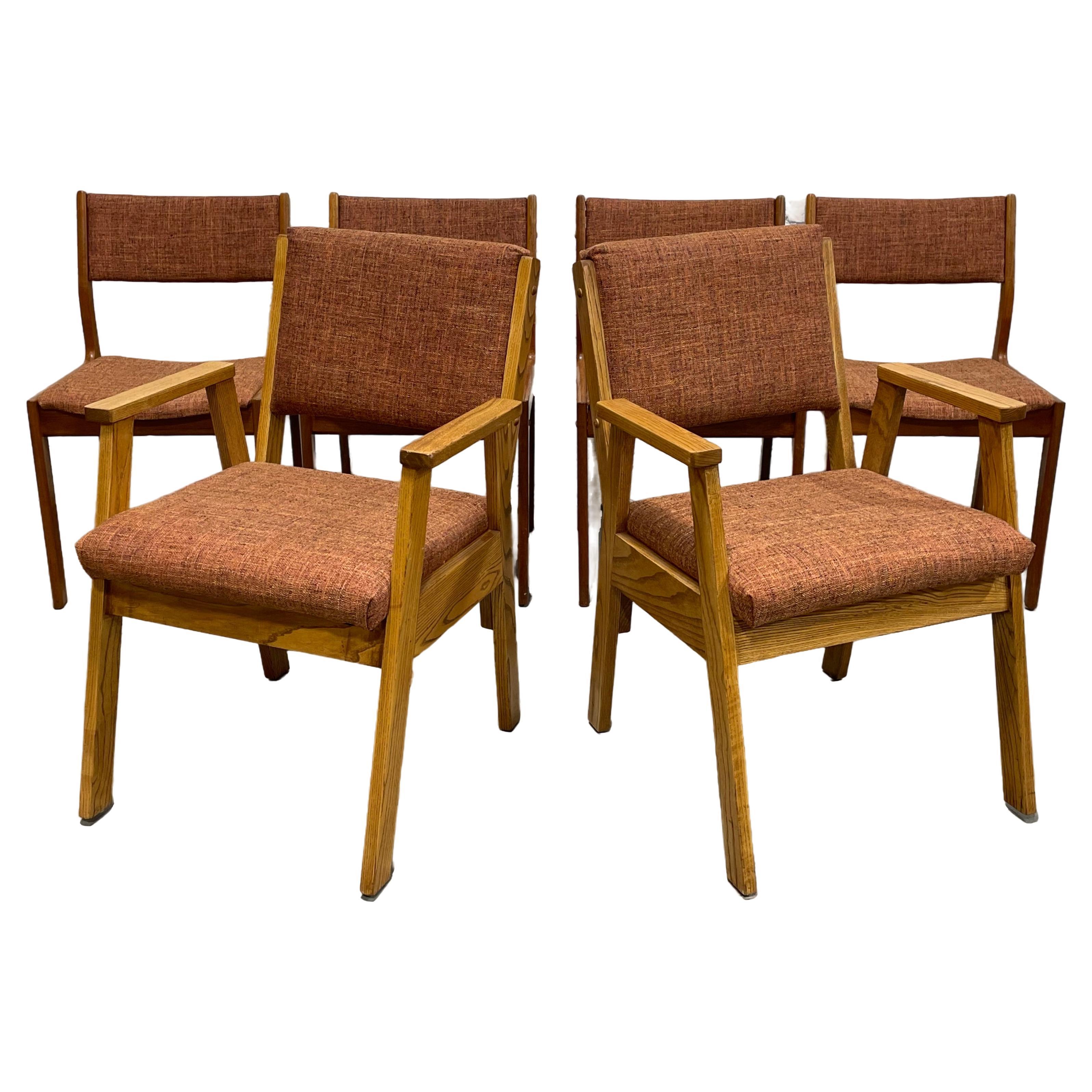 The Moderns MODERN Chaises à manger en teck et Oak Oak, ensemble de 6 chaises.