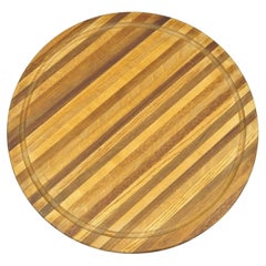 Retro Mid Century Modern Teak & Oak Wood 24" Round Lazy Susan Charcuterie Cheese Board