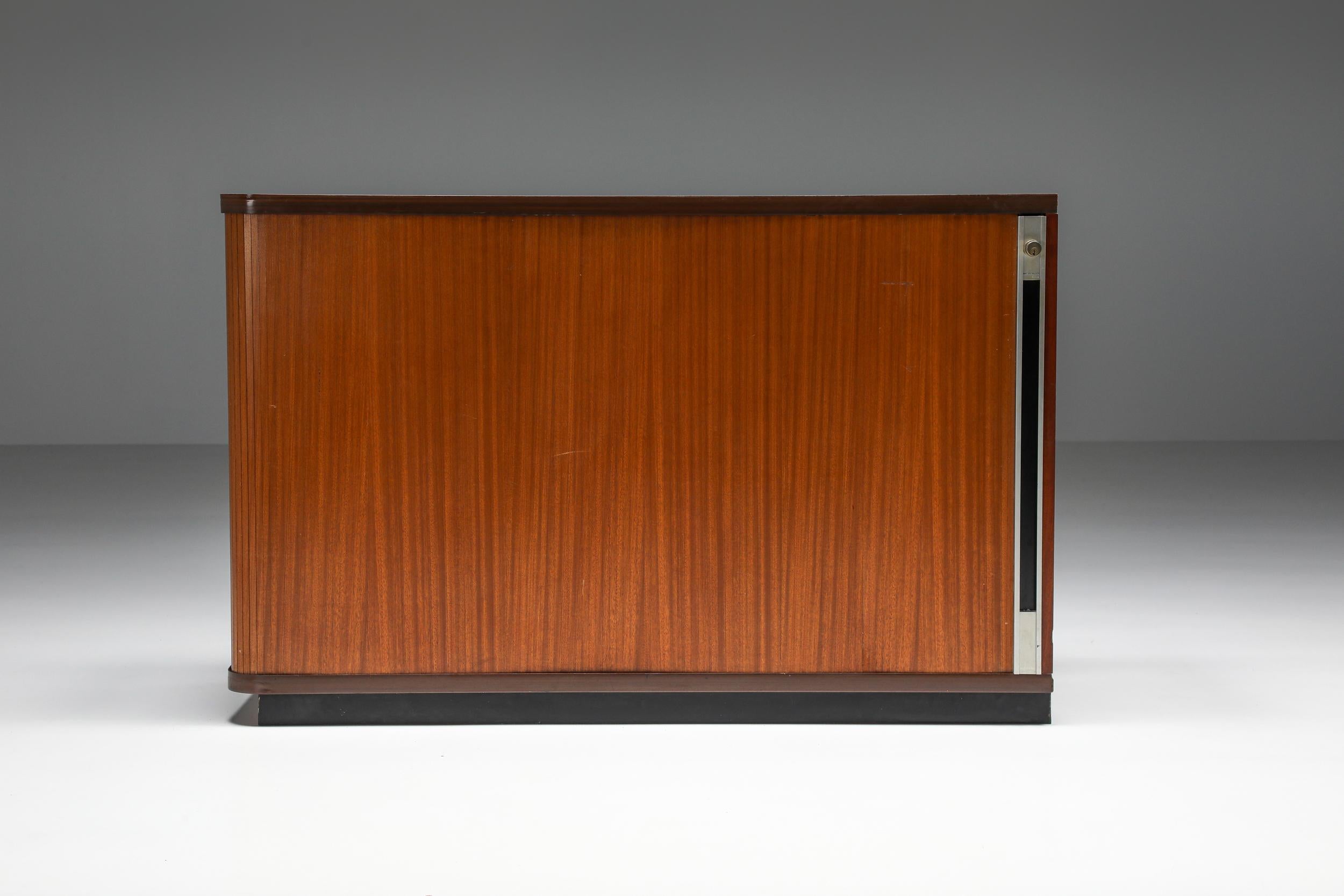 Late 20th Century Mid-Century Modern Teak Office Cabinets with Tambour Doors, Knoll, 1980's