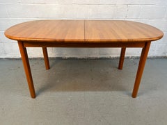 Mid-Century Modern Teak Oval Extension Dining Table