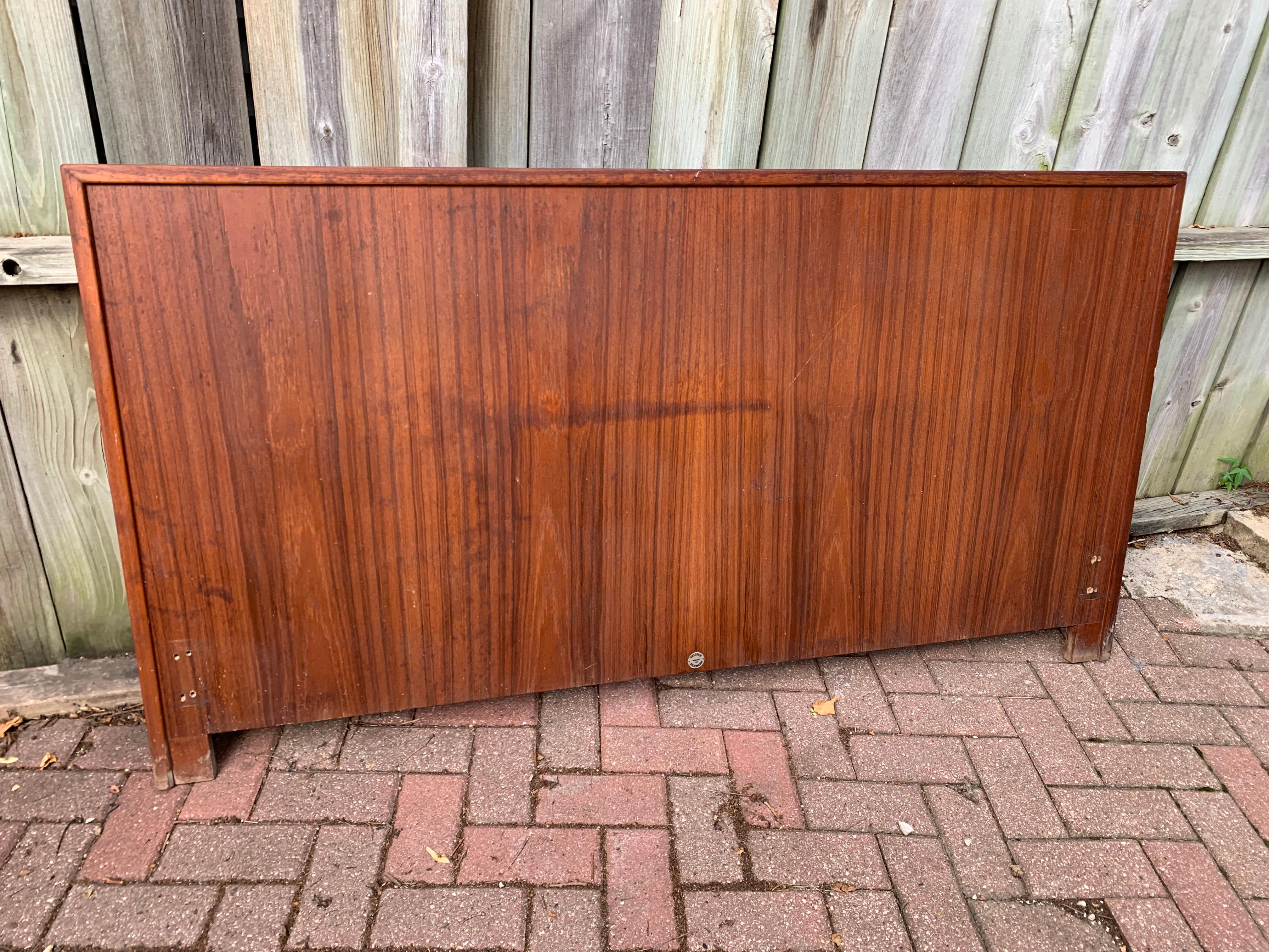 Mid-Century Modern Teak Queen Headboard by Falster, Denmark In Good Condition For Sale In Chicago, IL