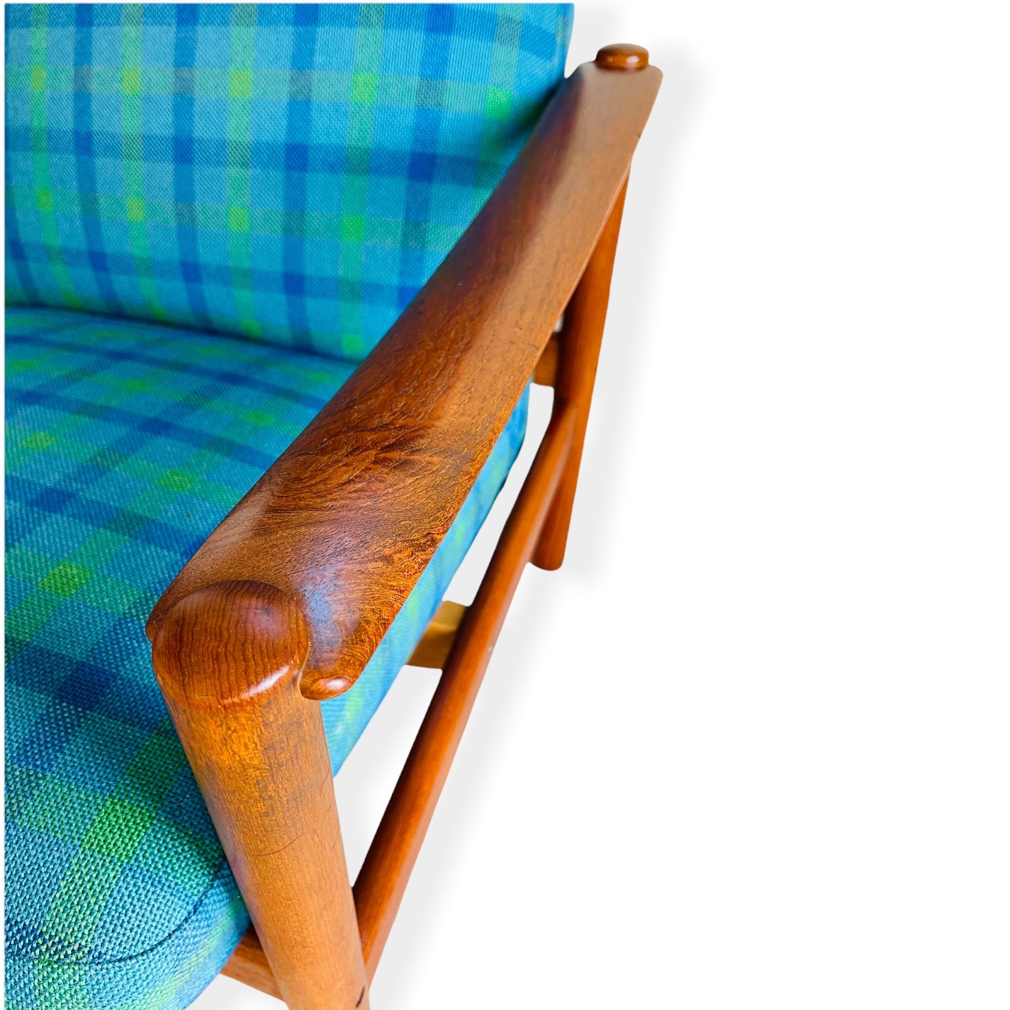 Fabric Mid-Century Modern Teak Recliner Chair by WESTNOFA