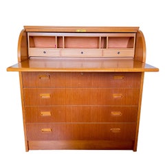 Mid-Century Modern Teak Rolltop Desk Bureau, 1960s