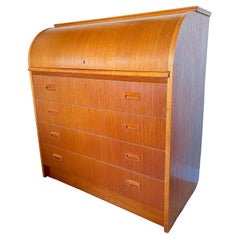 Scrivania Rolltop in teak della modernità di metà secolo, anni '60