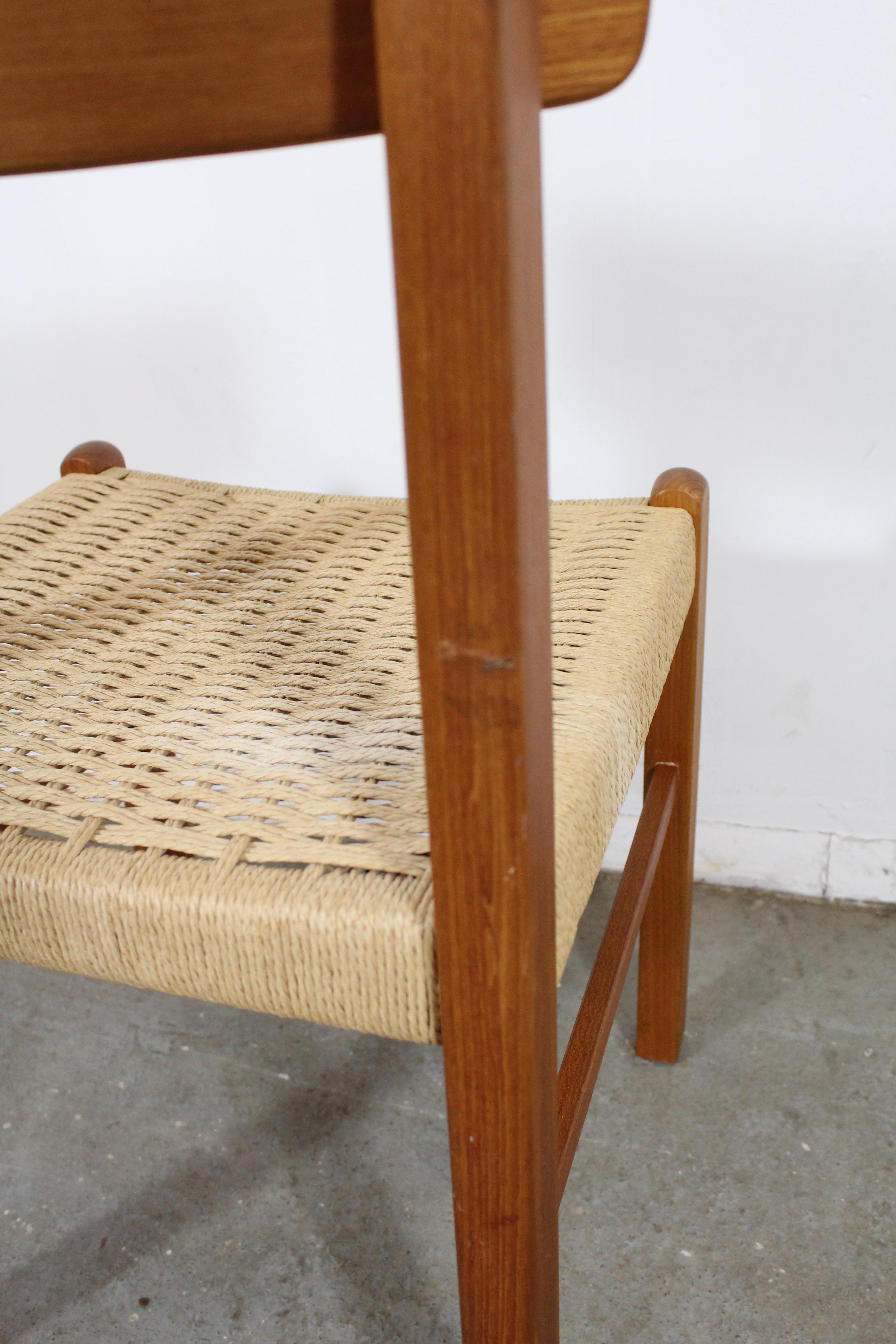 Mid-Century Modern Mid-Century Danish Modern Teak Rope Woven Seat Side or Desk Chair