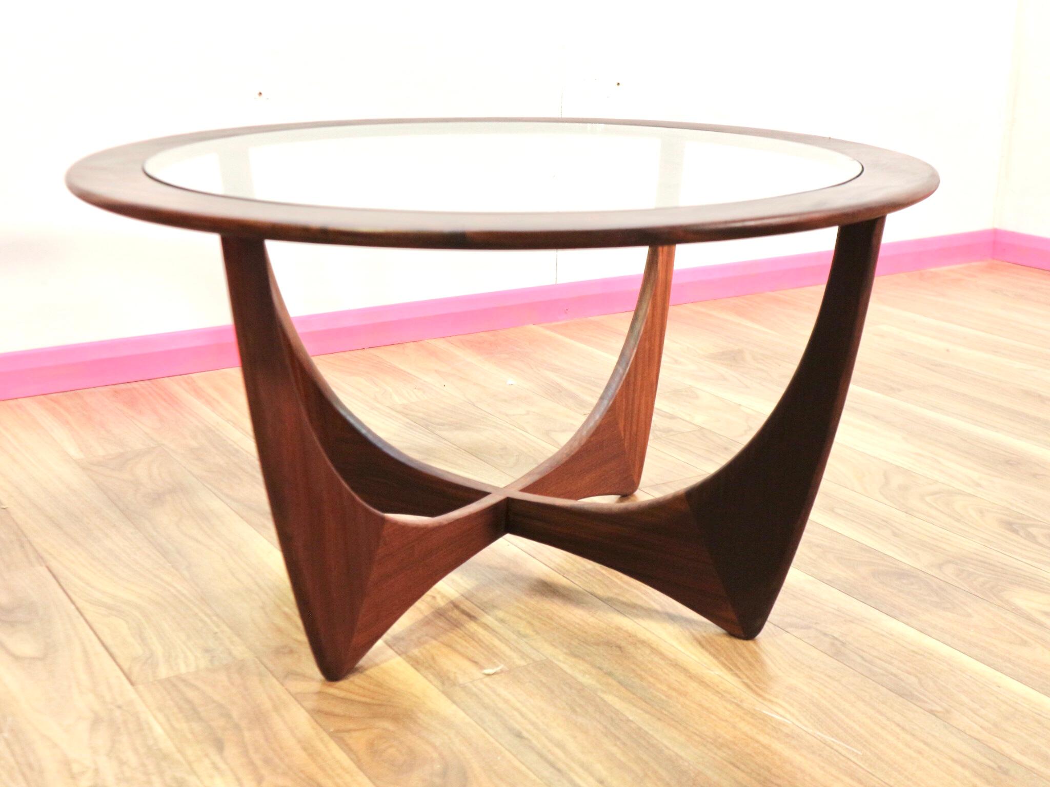 Mid-Century Modern Teak Round Astro Glass Coffee Table by G Plan In Good Condition In Los Angeles, CA