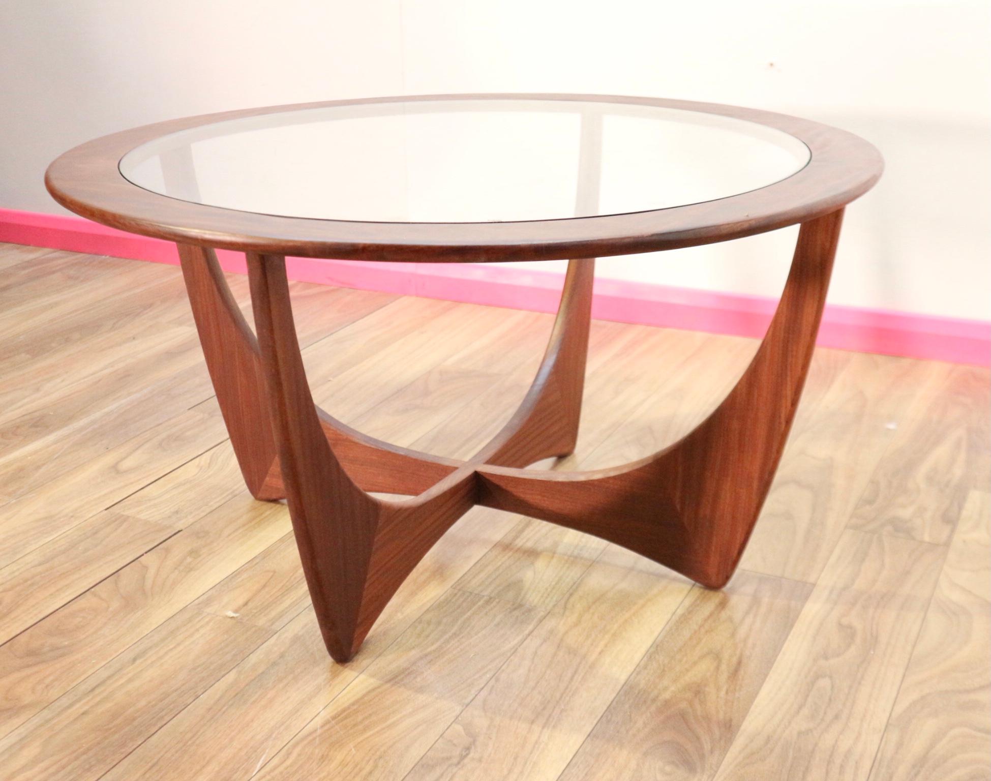 Mid-Century Modern Teak Round Astro Glass Coffee Table by G Plan 2
