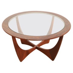 Mid-Century Modern Teak Round Astro Glass Coffee Table by G Plan