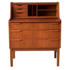 Vintage Mid Century Modern Teak Secretary Desk and Vanity Dresser Chest by Trekanten 