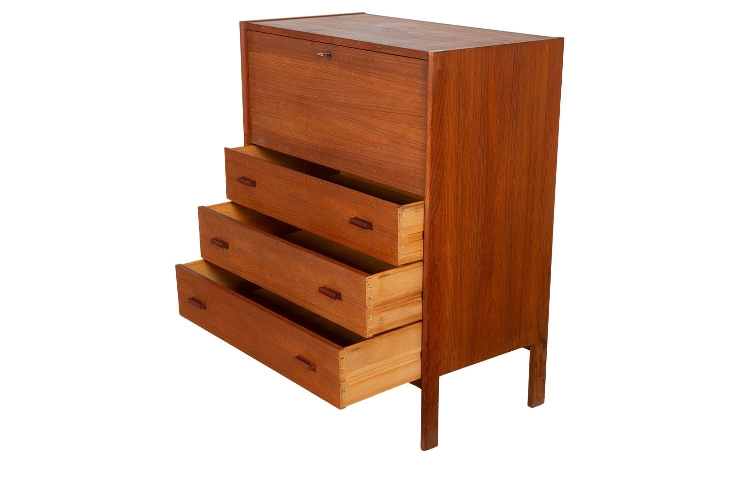 Late 20th Century Mid-Century Modern Teak Secretary Desk Vanity with Mirror