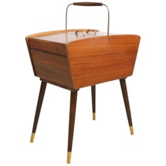 Vintage Mid-Century Modern Teak Sewing Box Storage Chest, circa 1960s, Germany