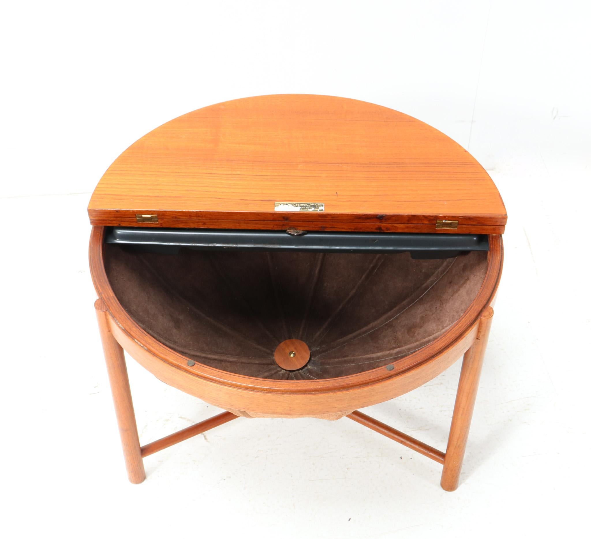 Mid-Century Modern Teak Sewing Table by Rastad & Relling for Rasmus Solberg For Sale 1