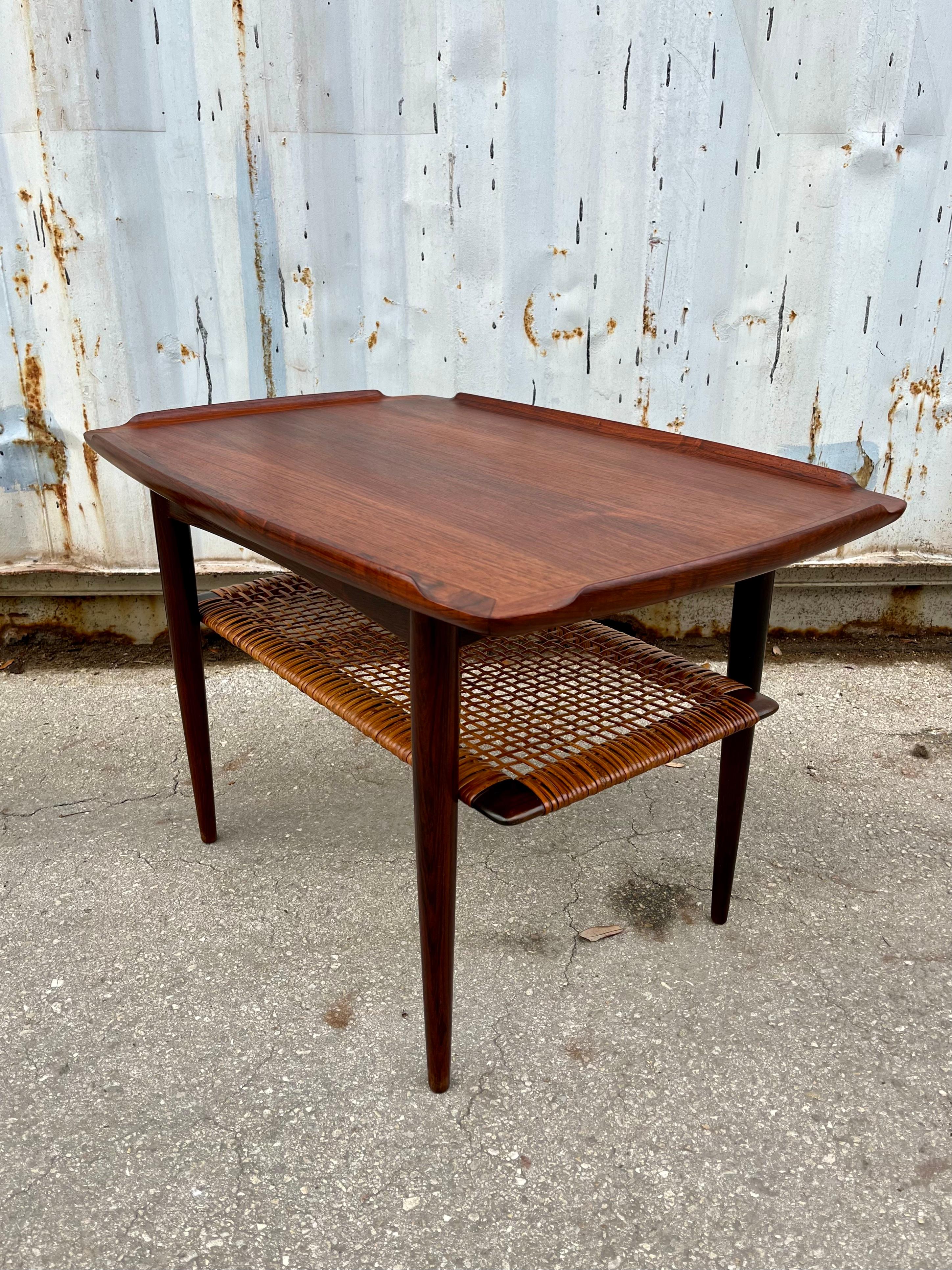 Scandinavian Modern Mid Century Modern Teak Side Table by Poul Jensen for Selig, Denmark. C 1960s