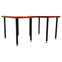 Vintage Mid Century Modern Teak side tables, set of two, Italy 1950s