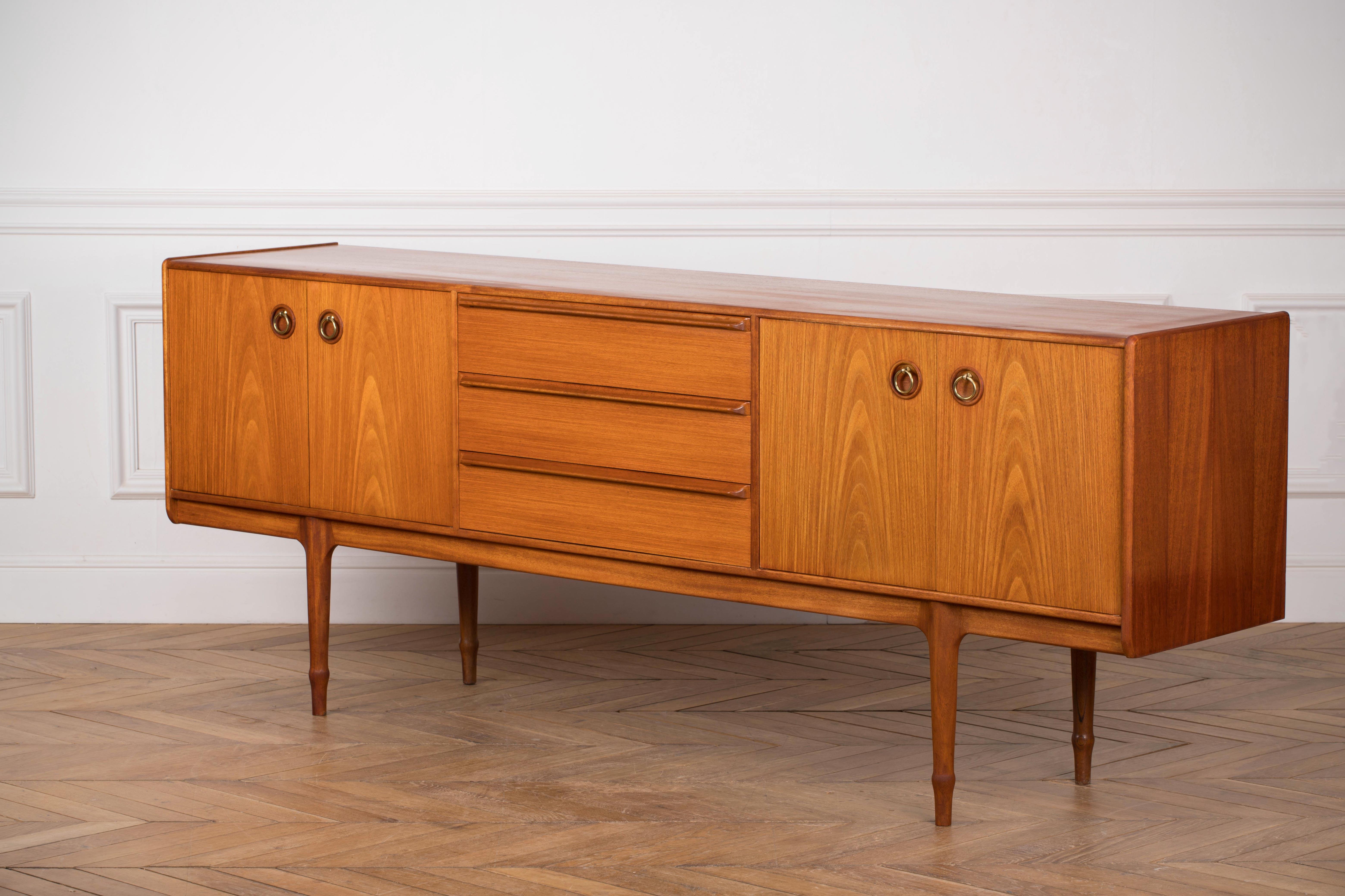 British Mid-Century Modern Teak Sideboard Credenza by Tom Robertson for A.H. McIntosh