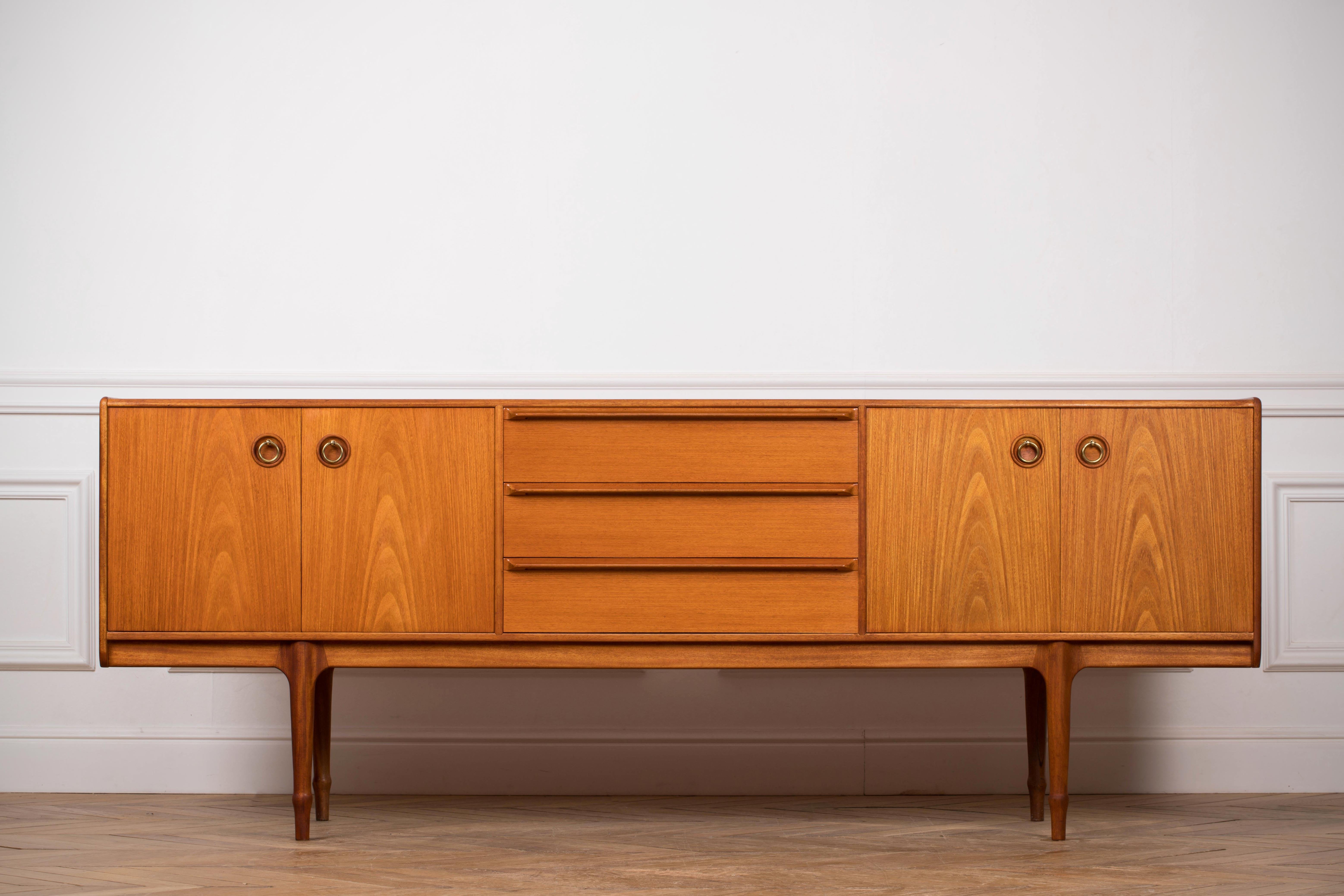 Mid-Century Modern Teak Sideboard Credenza by Tom Robertson for A.H. McIntosh In Good Condition In Wiesbaden, DE