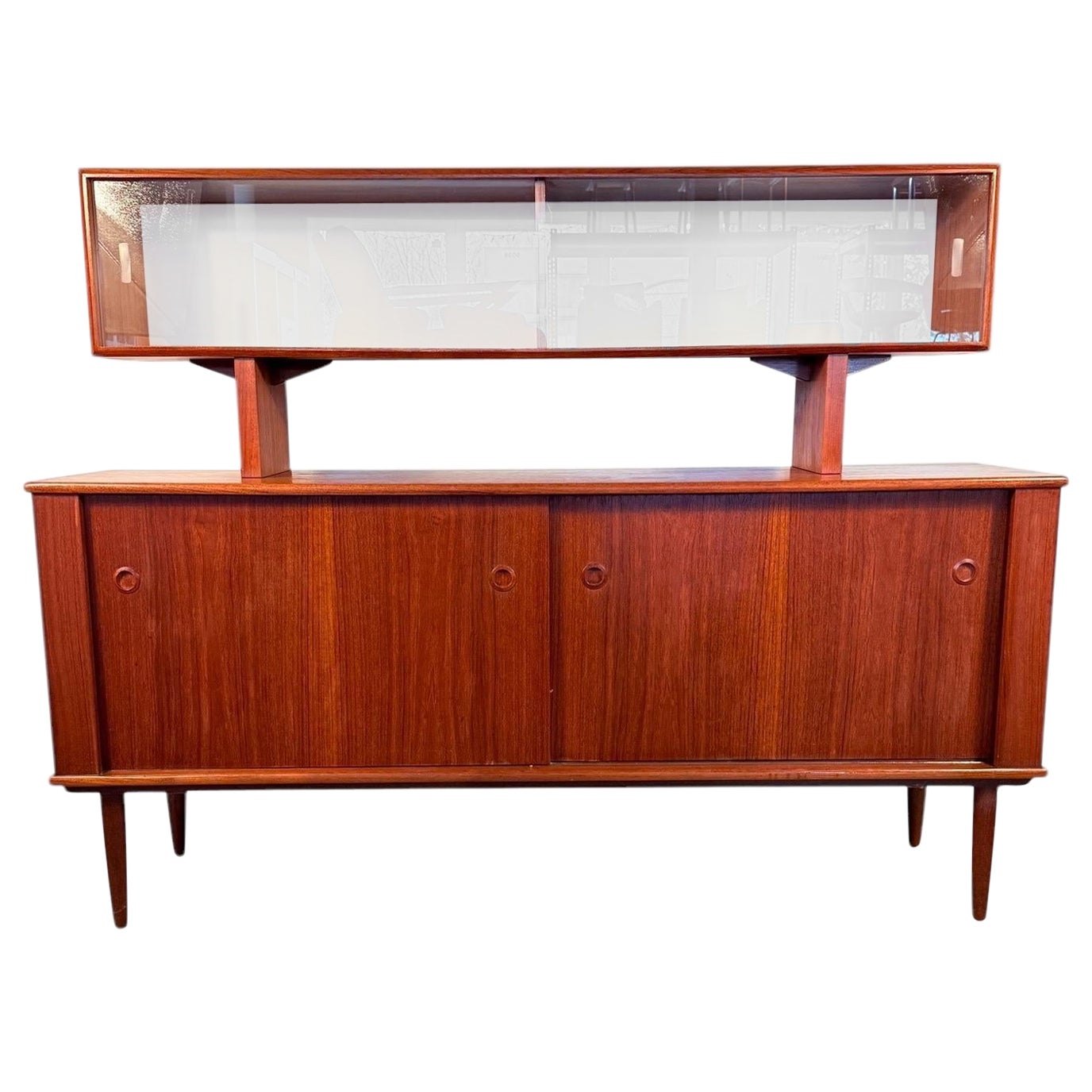 Mid-Century Modern Teak Sideboard + Hutch by R. Huber – 1960s