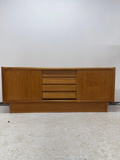 Mid-Century Modern Teak Sideboard w/ 4 Drawers & Side Cabinets