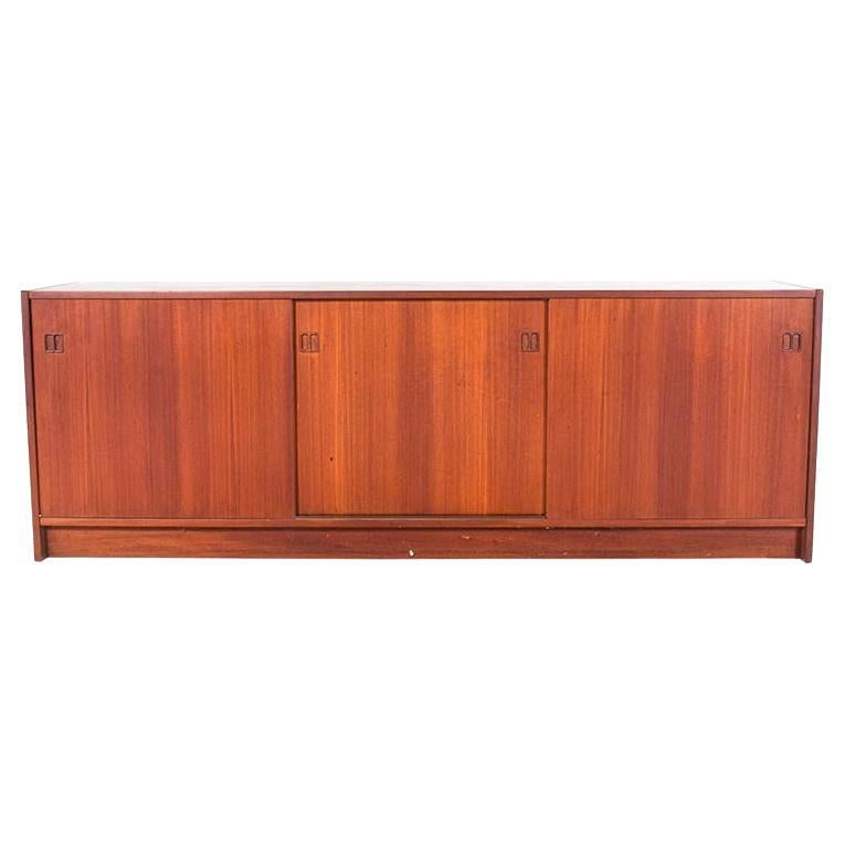 Mid-Century Modern Teak Sideboard with Four Sliding Doors For Sale