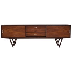 Mid-Century Modern Teak Sideboard with Triangular Feet