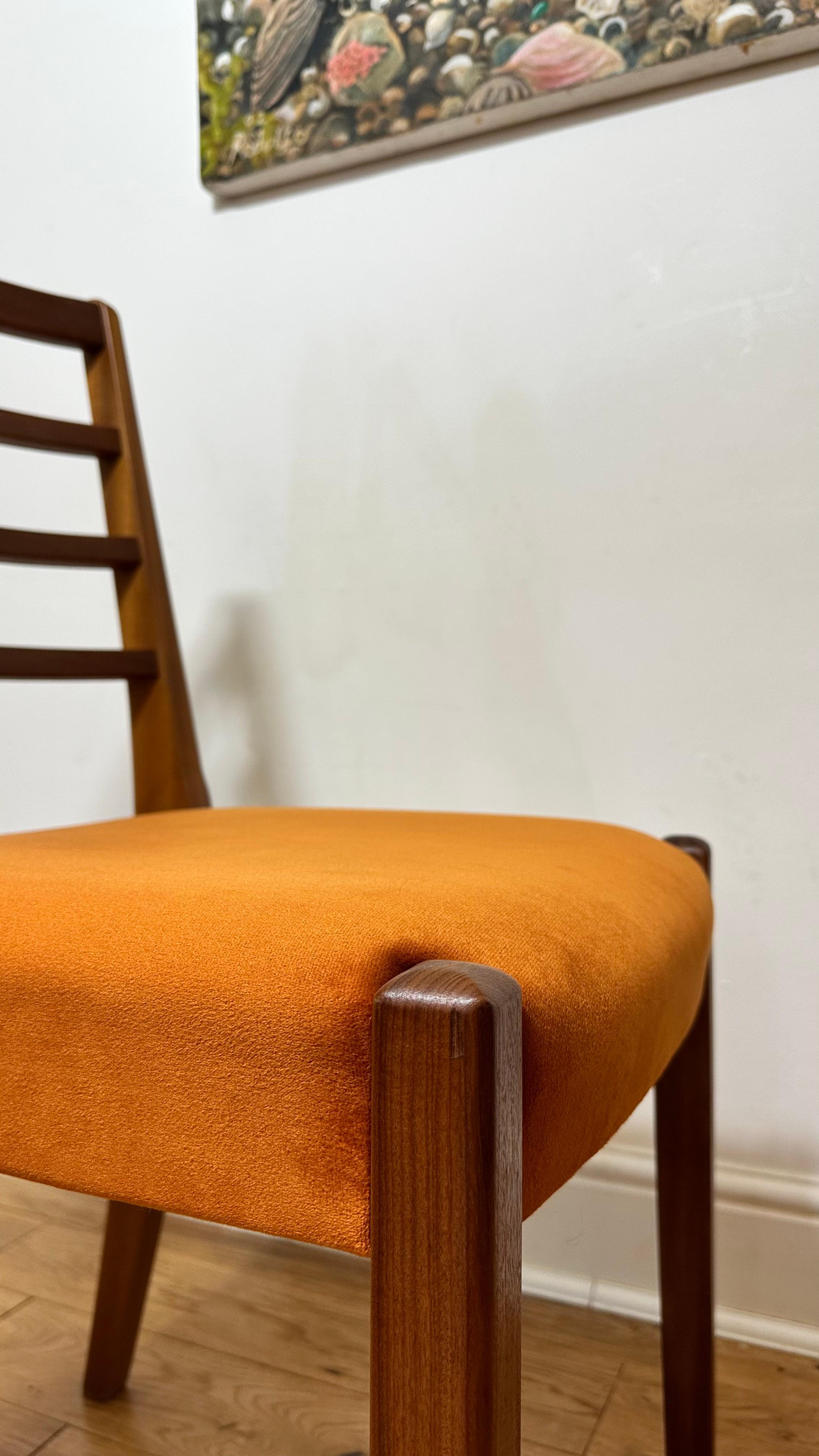 Mid Century Modern Teak Six Danish Ladder Back Chairs For Sale 1
