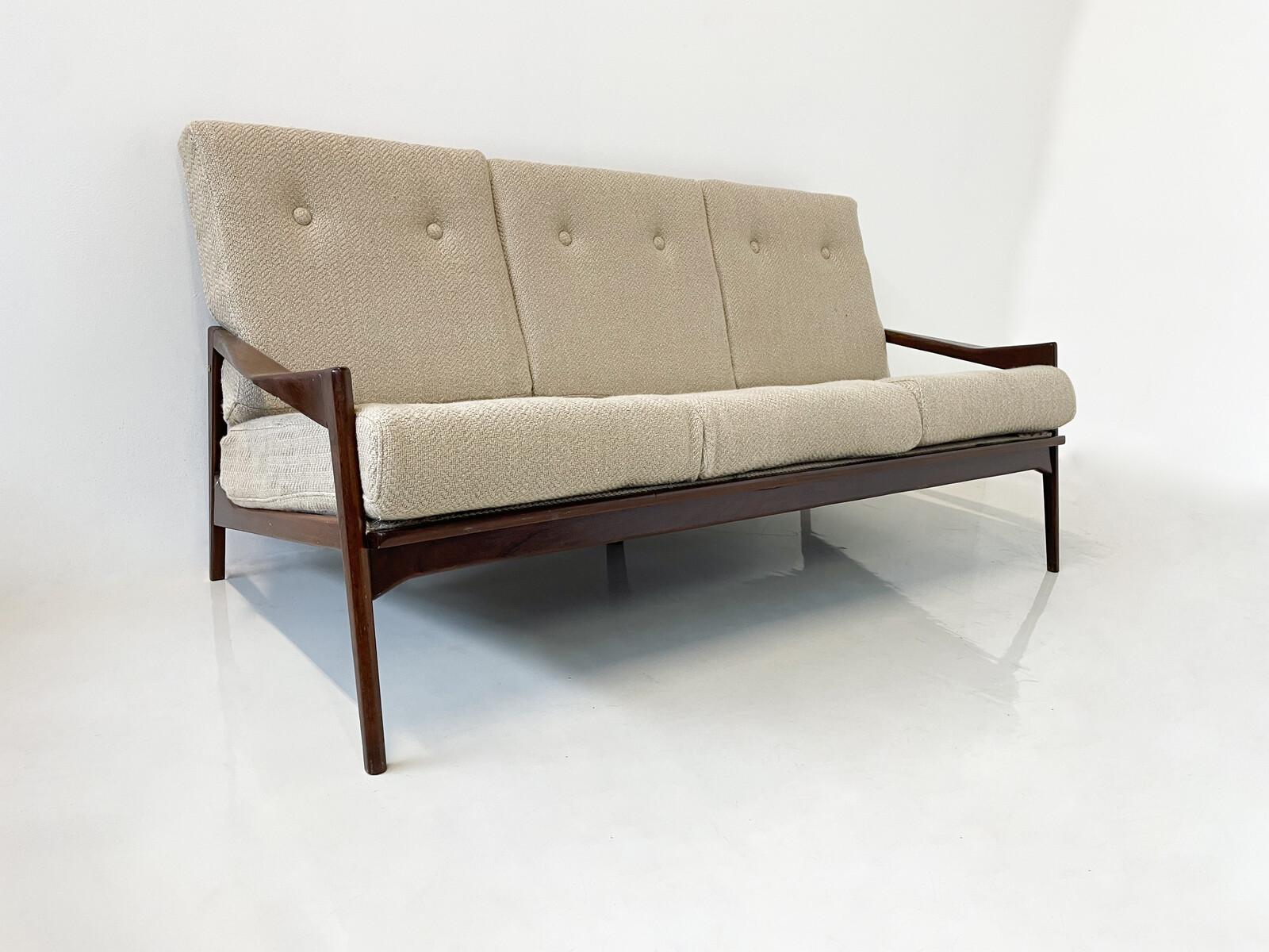 Fabric Mid-Century Modern Teak Sofa, Scandinavian, 1960s For Sale