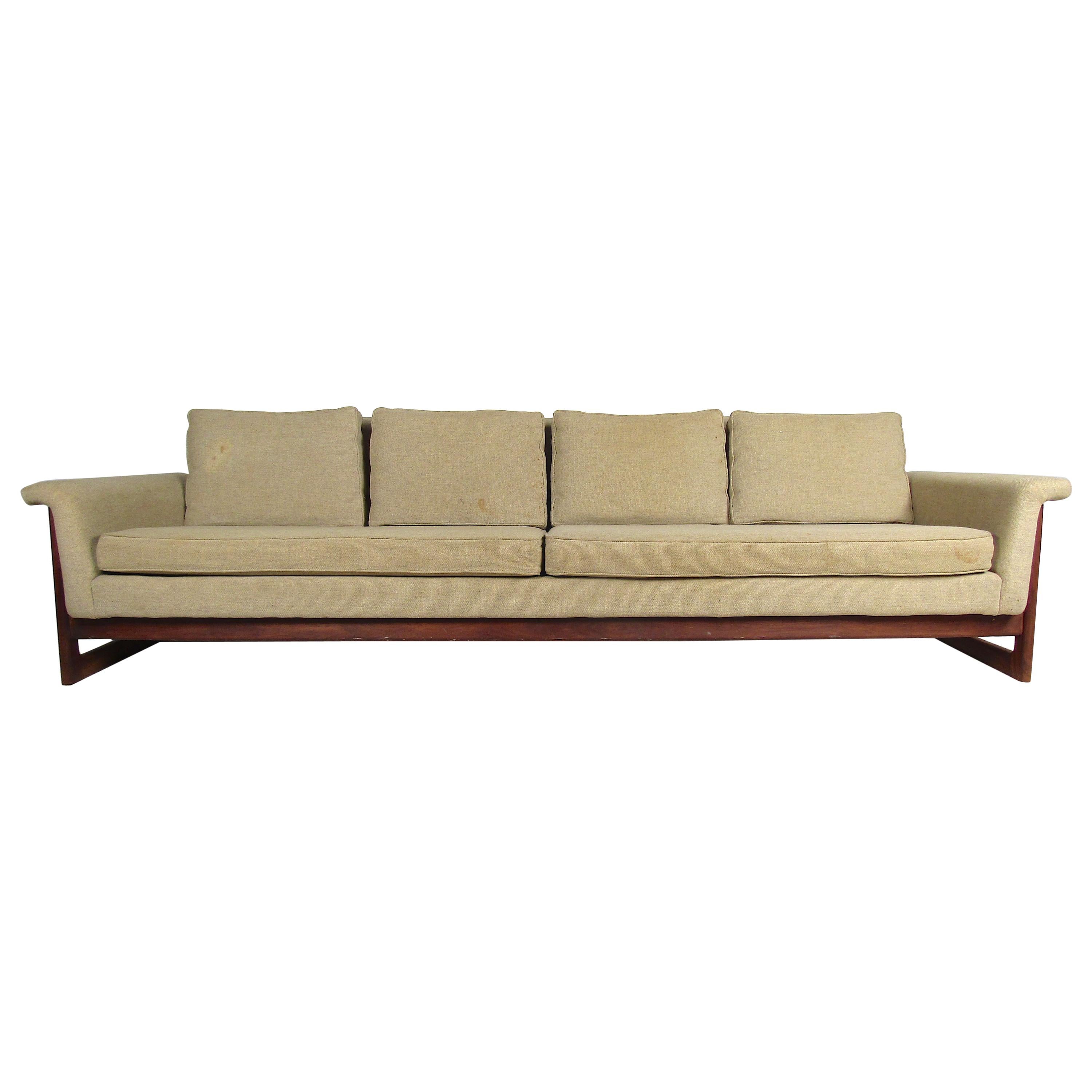 Mid-Century Modern Teak Sofa with Sled Legs by DUX