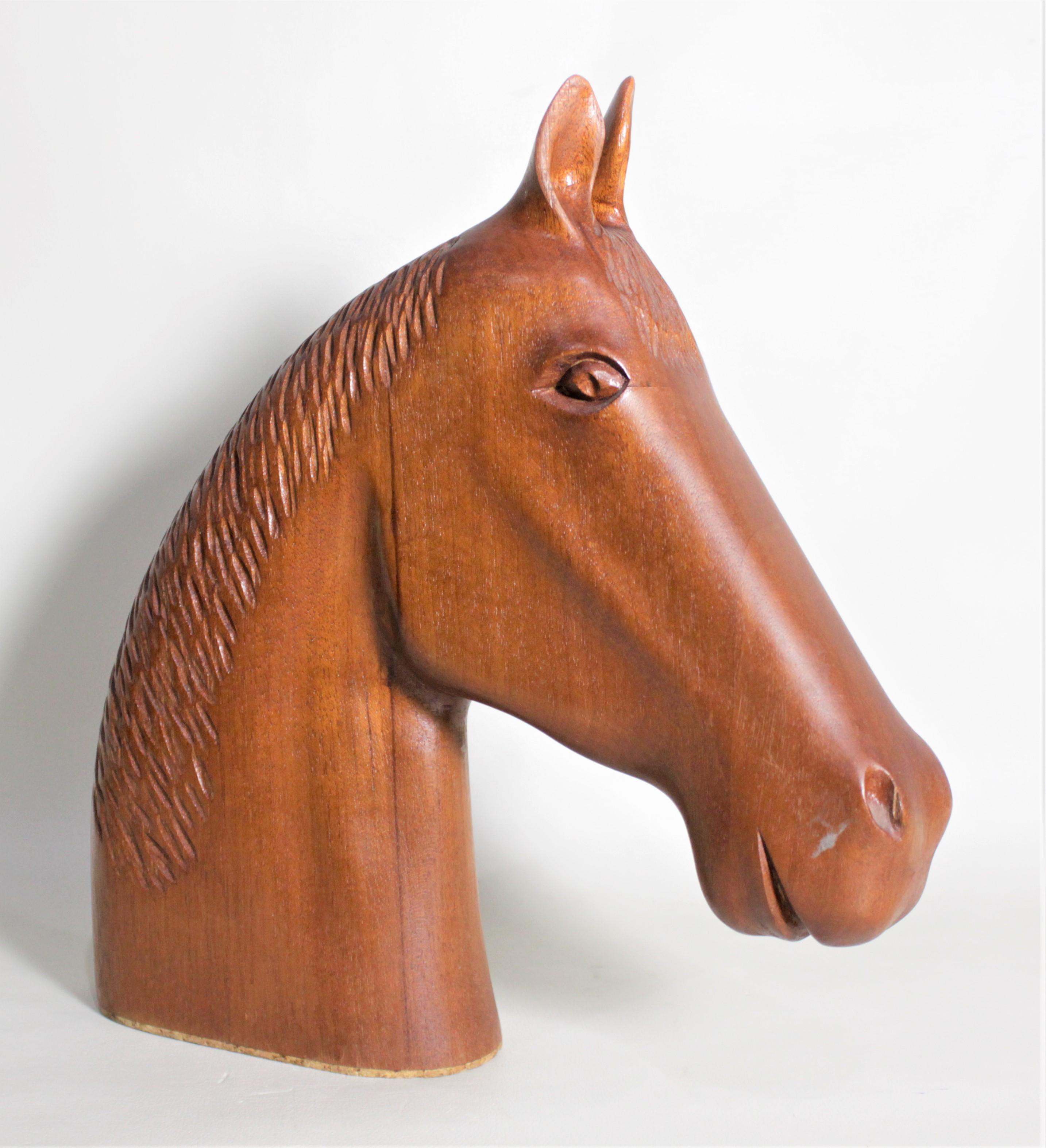 20th Century Mid-Century Modern Teak Stylized Horse Head Sculpture For Sale