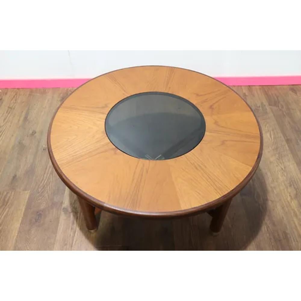 British Mid Century Modern Teak Sunburst Coffee Table by Mcintosh For Sale